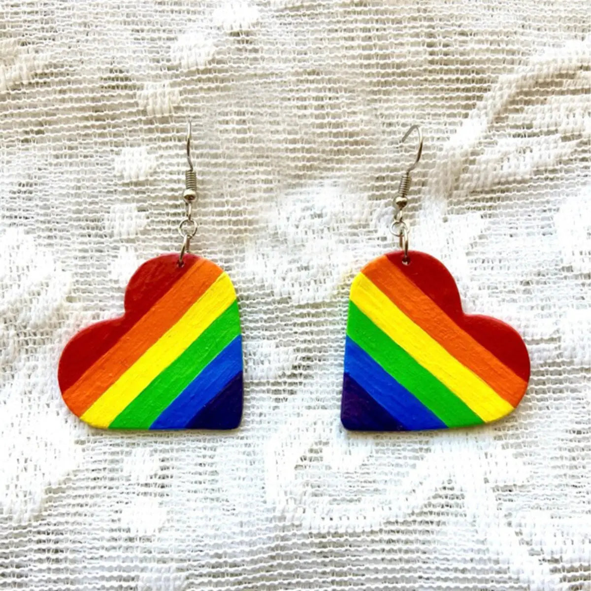 Leather Colorful Striped Heart Earrings - Be Bliss Boutique