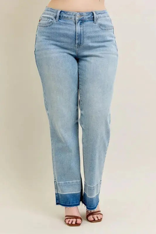 Judy Blue Jeans - Plus Size Mr Release Hem Wide Leg - Be Bliss Boutique