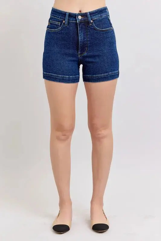 Judy Blue Jeans - Plus Size High Waist Tummy Control Denim Shorts - Be Bliss Boutique