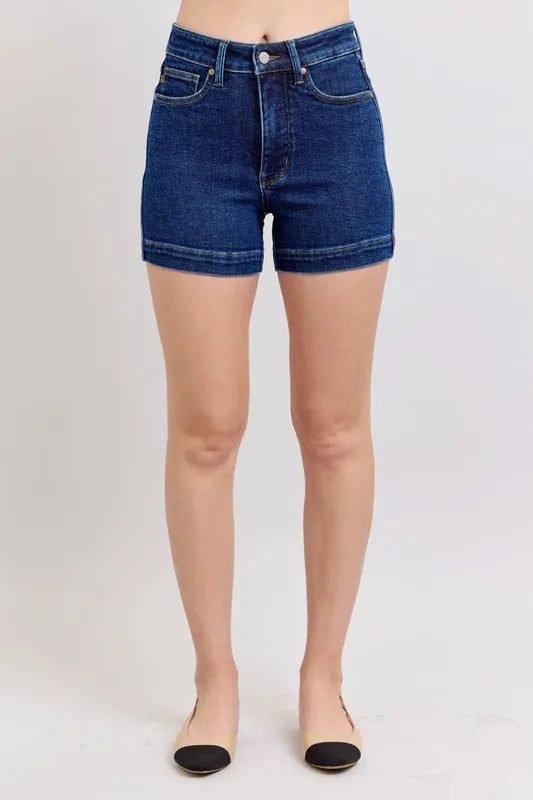 Judy Blue Full Size High Waist Tummy Control Denim Shorts - Be Bliss Boutique