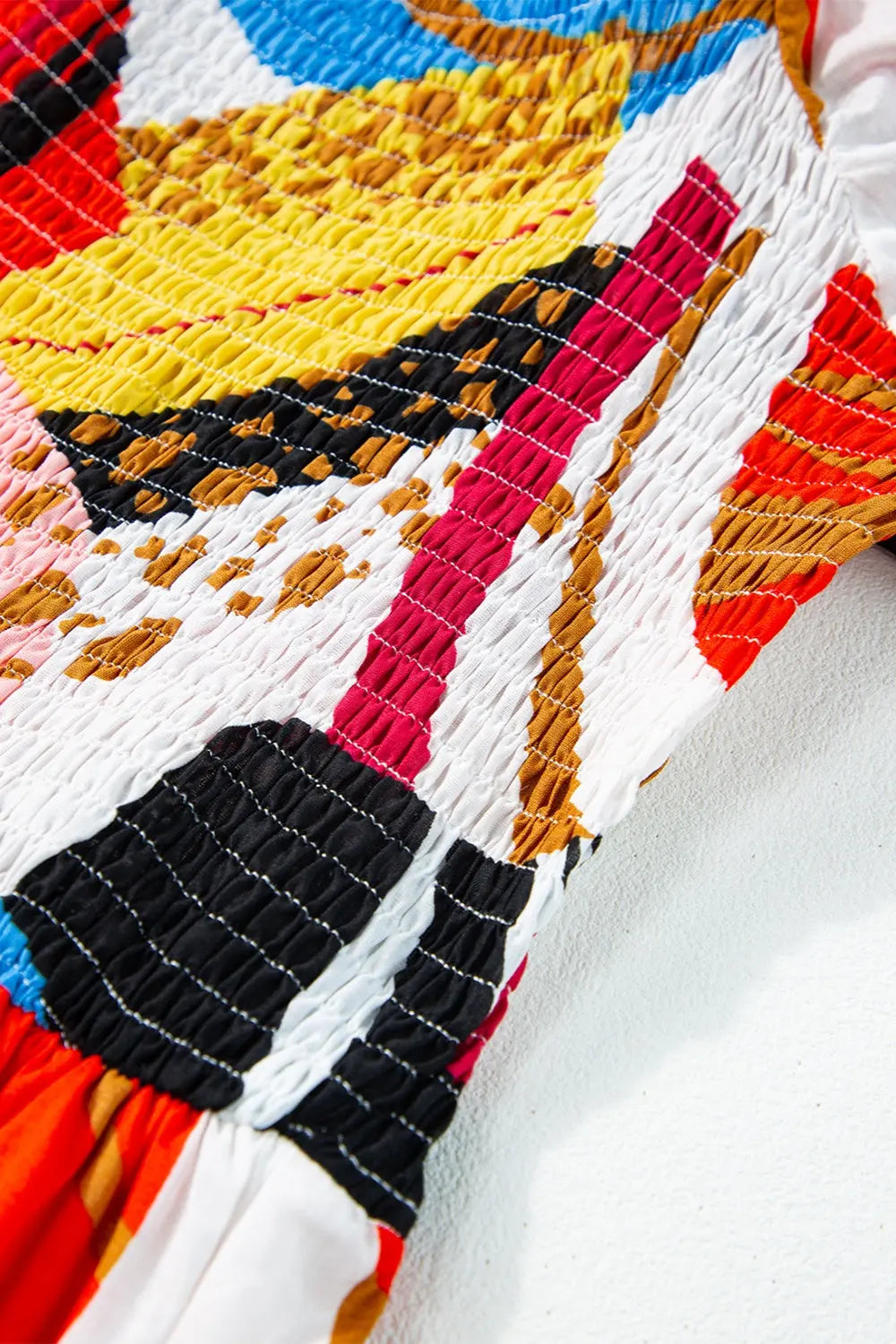 Printed Square Neck Short Sleeve Midi Dress - Be Bliss Boutique