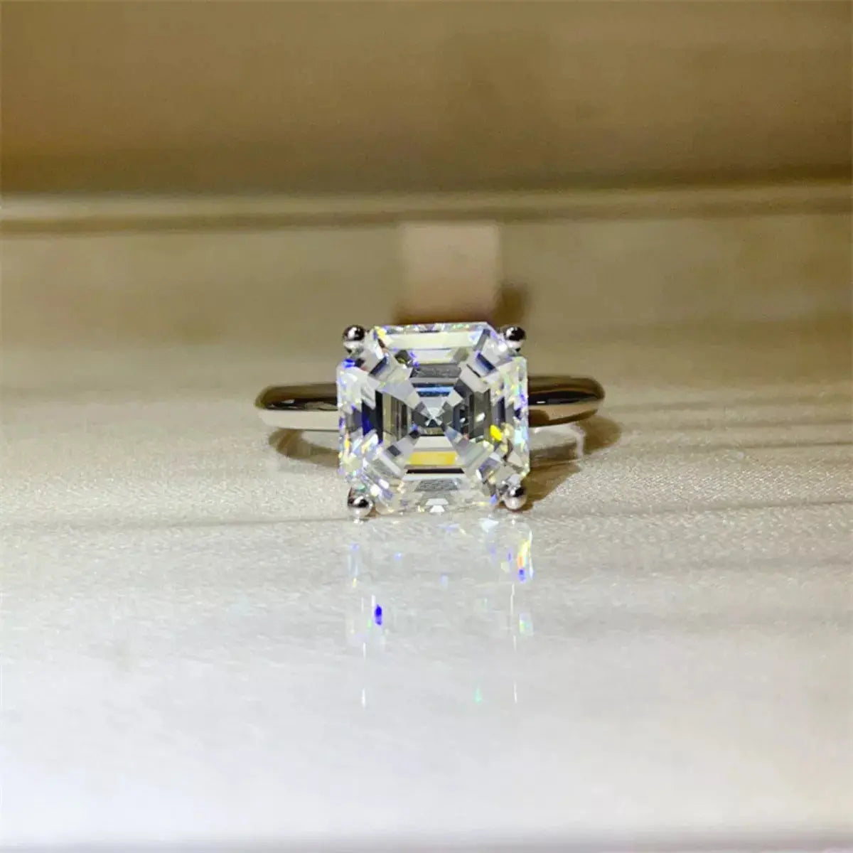 925 Sterling Silver Asscher Cut 5 Carat Moissanite Ring - Be Bliss Boutique