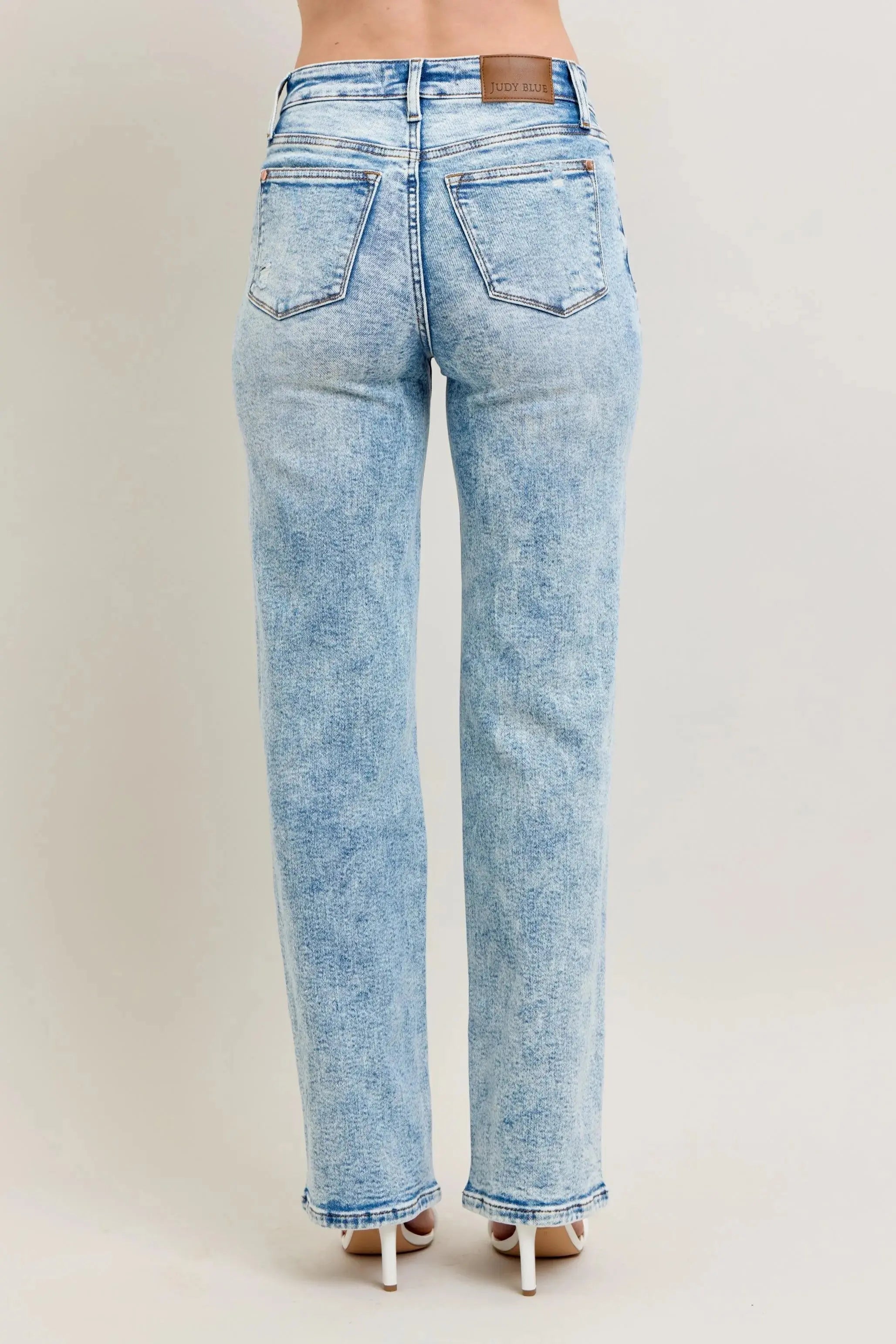 Full Size High Waist Mineral Wash Destroy 90's Straight Leg Judy Blue Jeans - Be Bliss Boutique