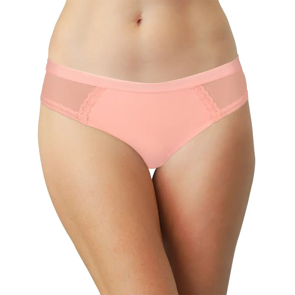 Pink Laser Cut Thong With Mesh and Lace - Be Bliss Boutique