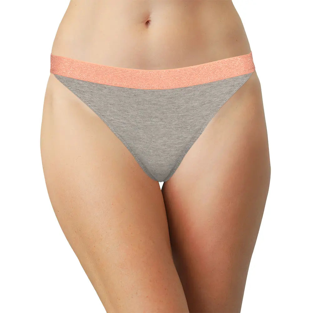 High Waist Cotton Thong with Shimmer Elastic - Be Bliss Boutique