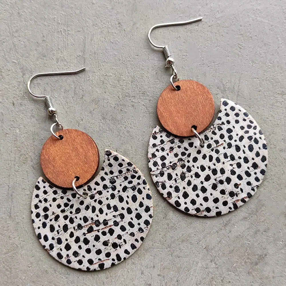 Polka Dot Wooden Ms. Pac-Man Boho Dangle Earrings - Be Bliss Boutique