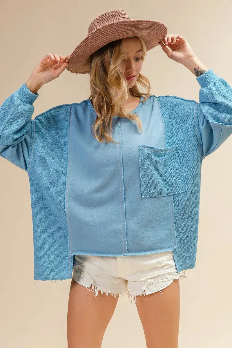 BiBi Pocket Front Oversized Womens Sweatshirt - Be Bliss Boutique