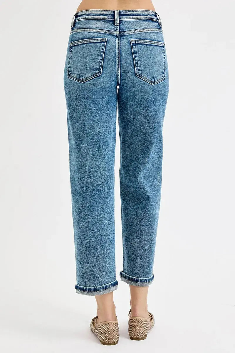 RISEN Jeans - Plus Size High Rise Crop Boyfriend Jeans - Be Bliss Boutique