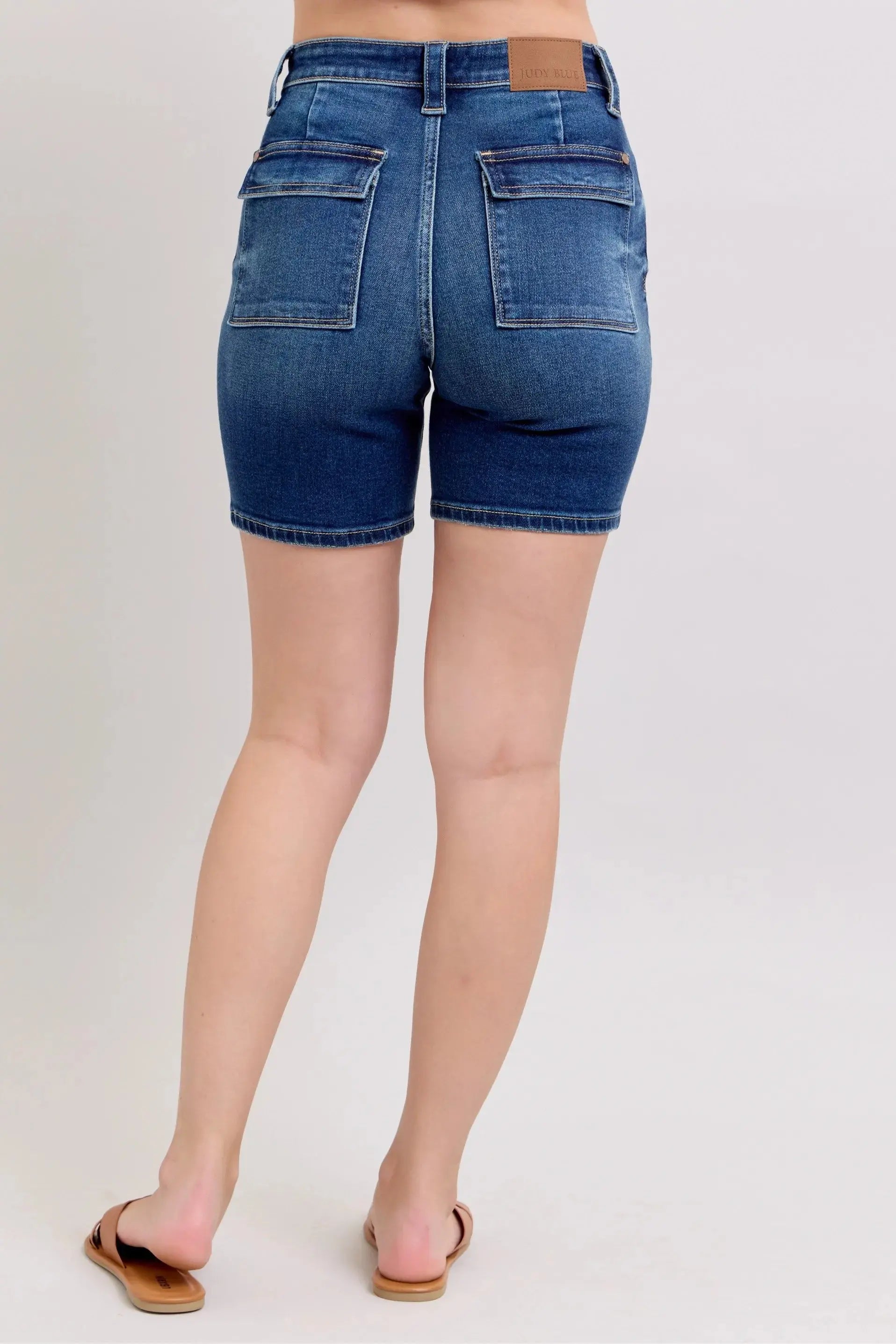 Full Size High Waist Bermuda Shorts by Judy Blue Jeans w/ Back Flap Pockets - Be Bliss Boutique