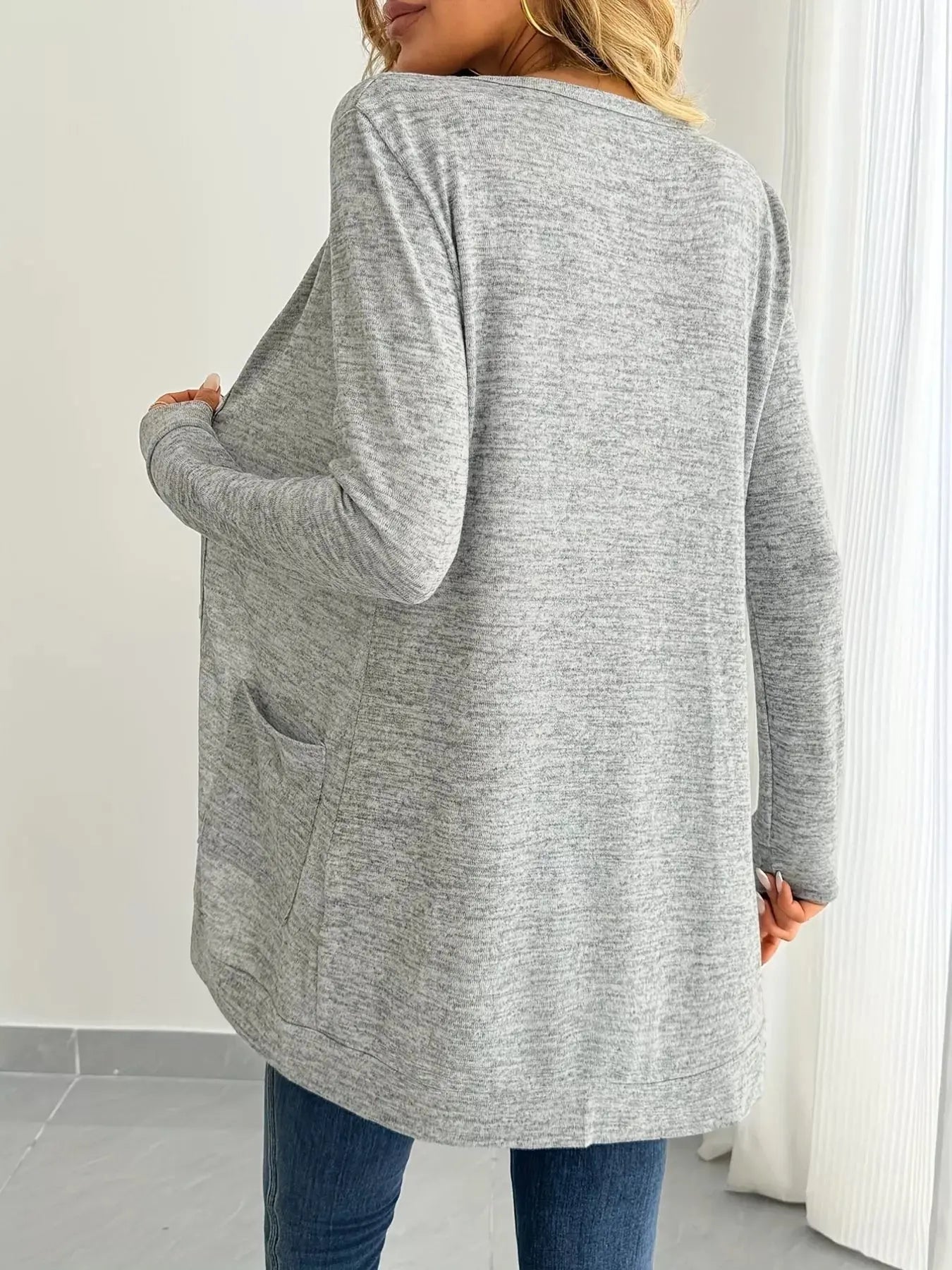 Open Front Longline Cardigan with Side Pockets - Be Bliss Boutique