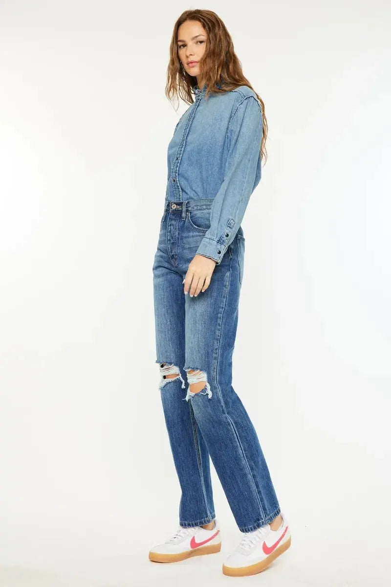 Ultra High Rise 90's Kancan Boyfriend Jeans - Be Bliss Boutique