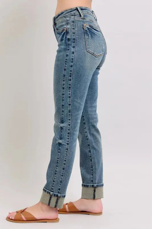 Full Size/Plus Size Mid Rise Vintage Wash Boyfriend Judy Blue Jeans - Be Bliss Boutique