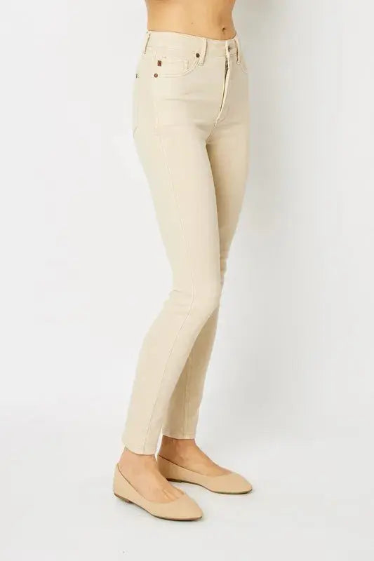 Full Size Garment Dyed Tummy Control Skinny Judy Blue Jeans - Be Bliss Boutique