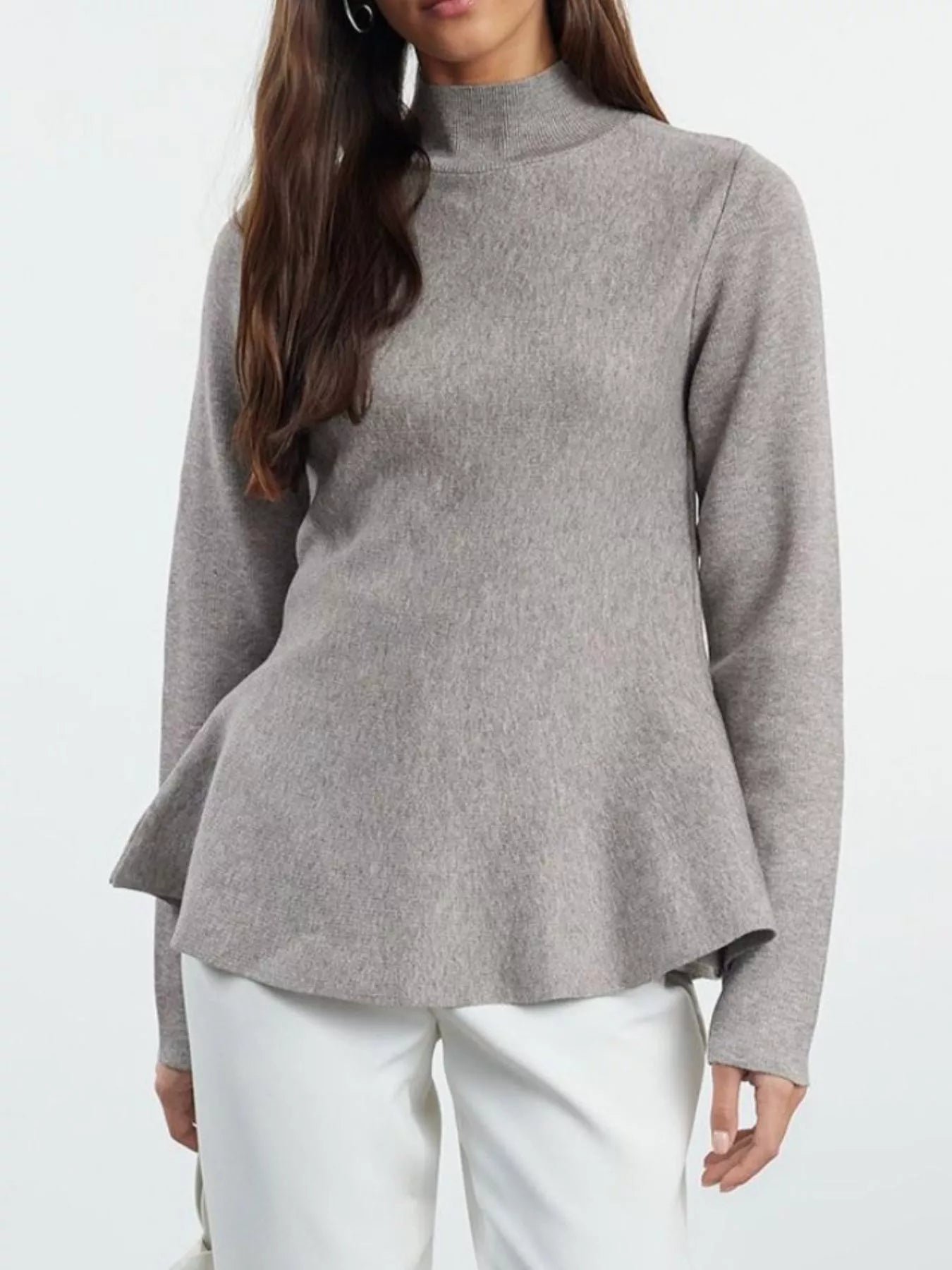 Mock Neck Long Sleeve Sweater -  Be Bliss Boutique