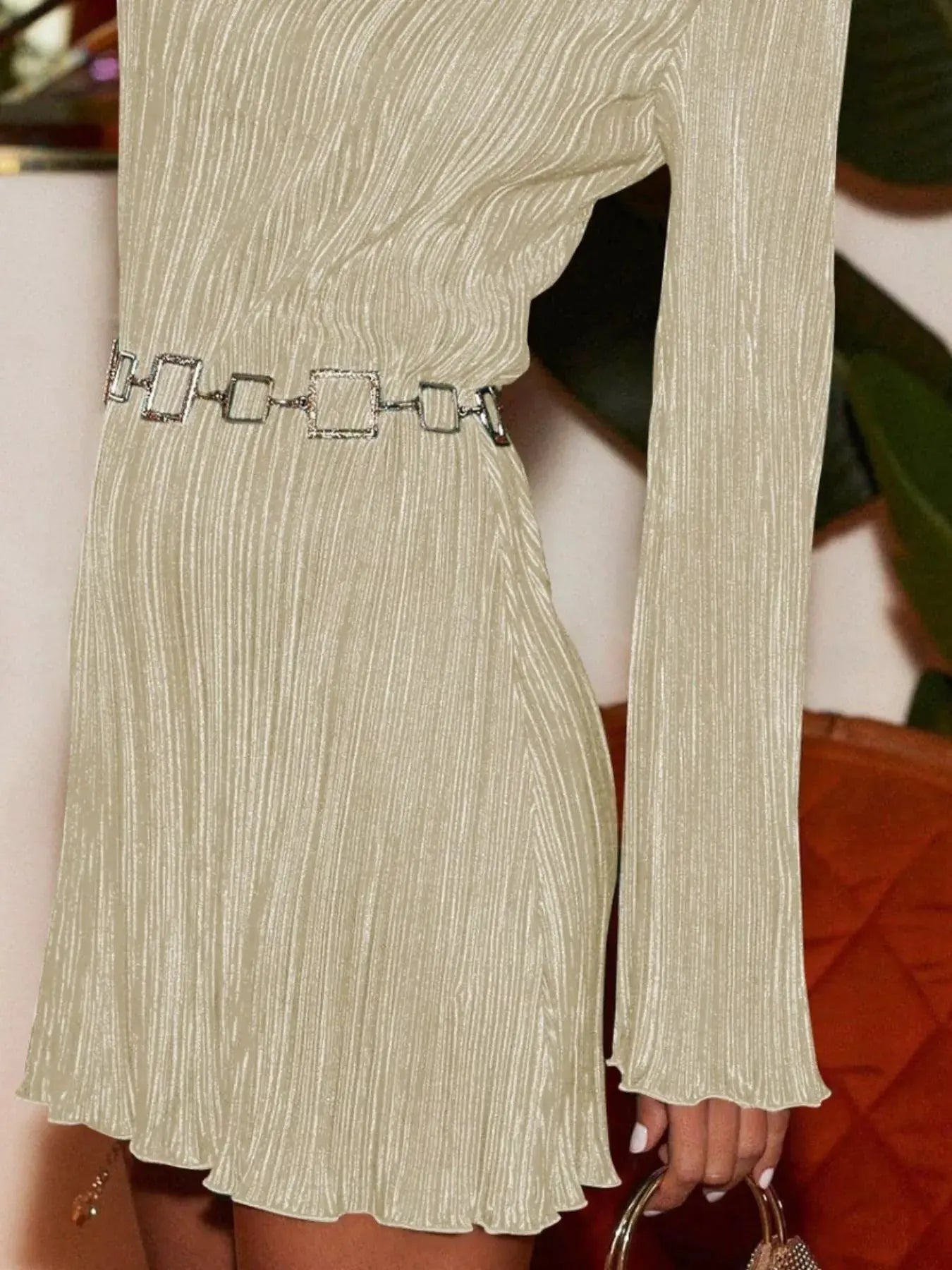 Cutout Back Flare Sleeve Dress - Be Bliss Boutique