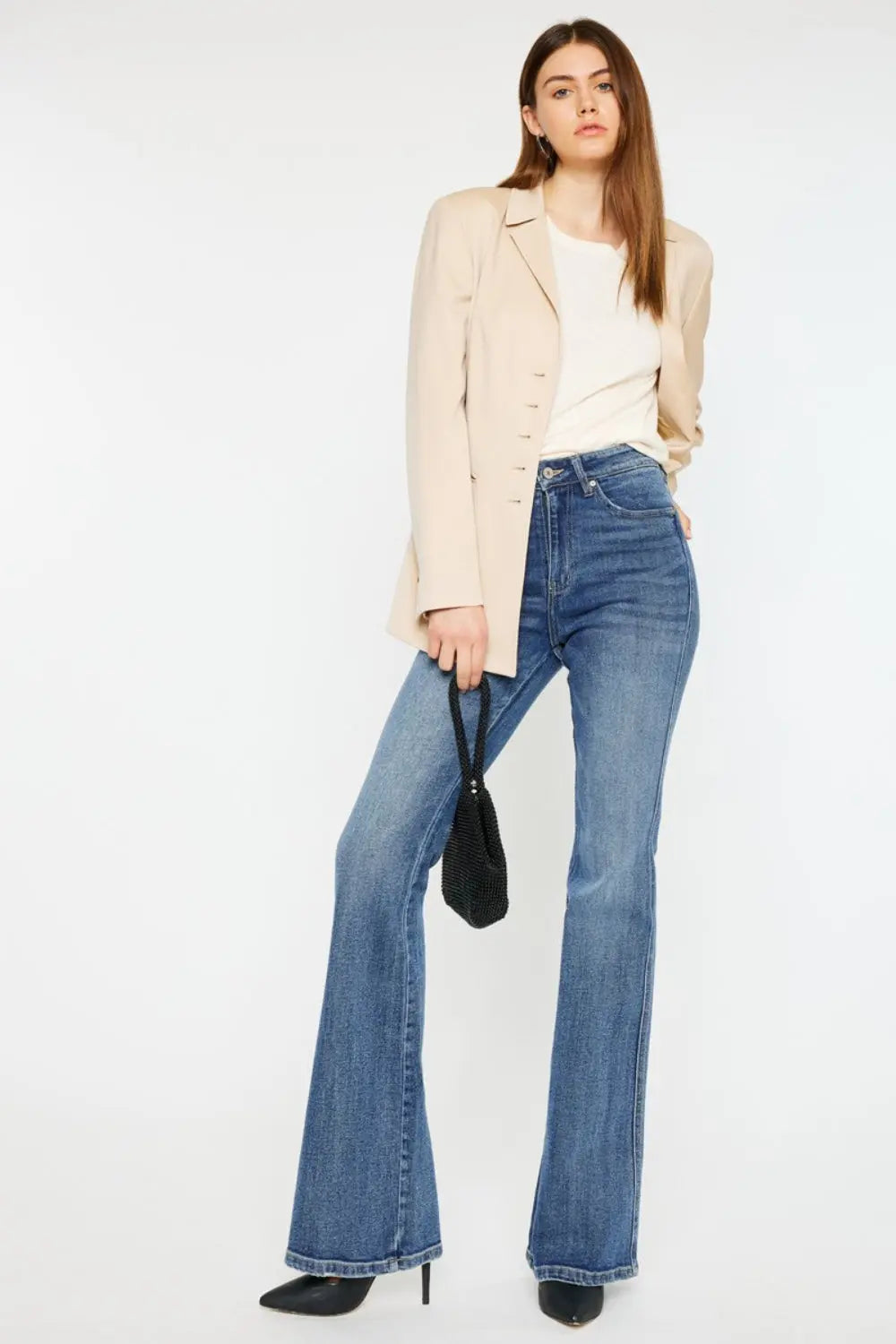 Kancan Cat's Whiskers High Waist Flare Jeans - Be Bliss Boutique