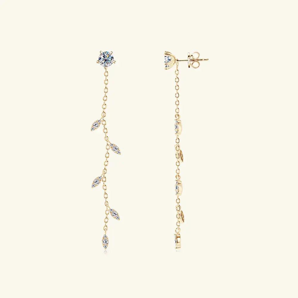 1.38 Carat Leaf Moissanite Drop Earrings in 925 Sterling Silver - Be Bliss Boutique