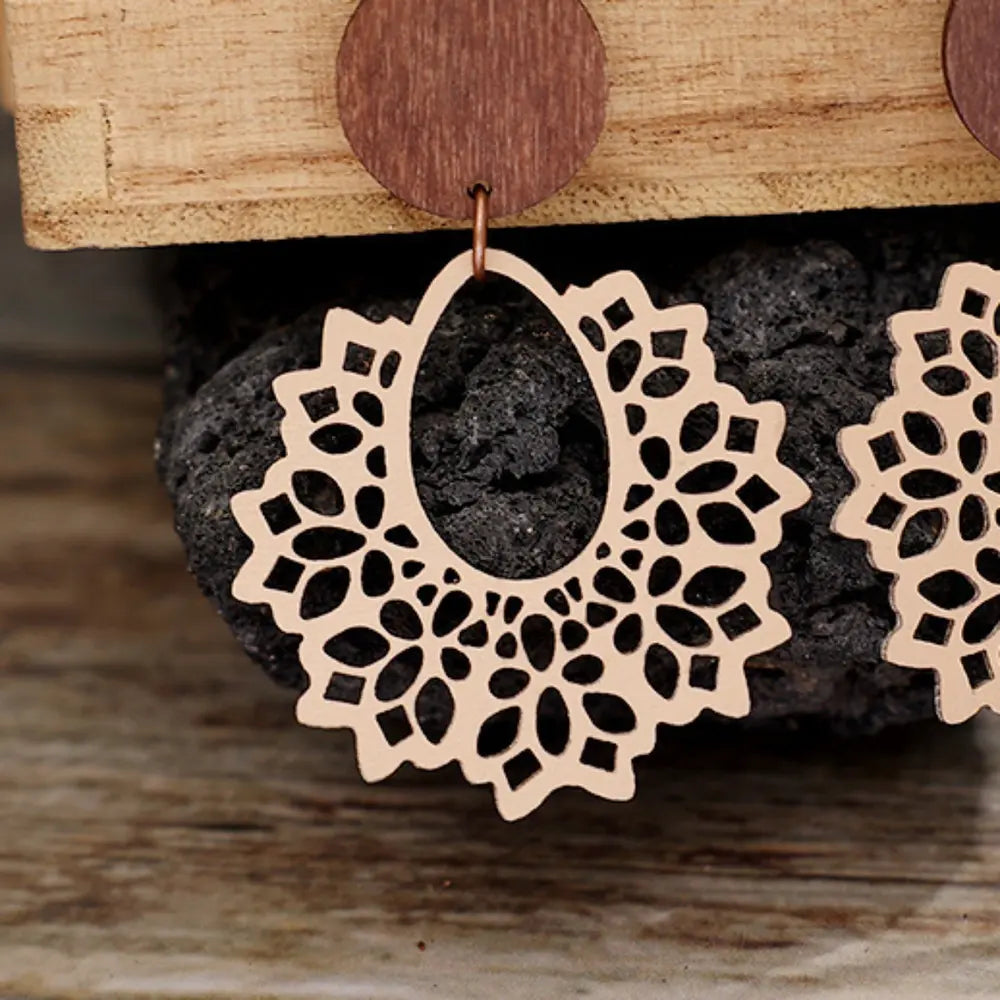 Boho Mandala Geometric Cutout Dangle Earrings - Be Bliss Boutique