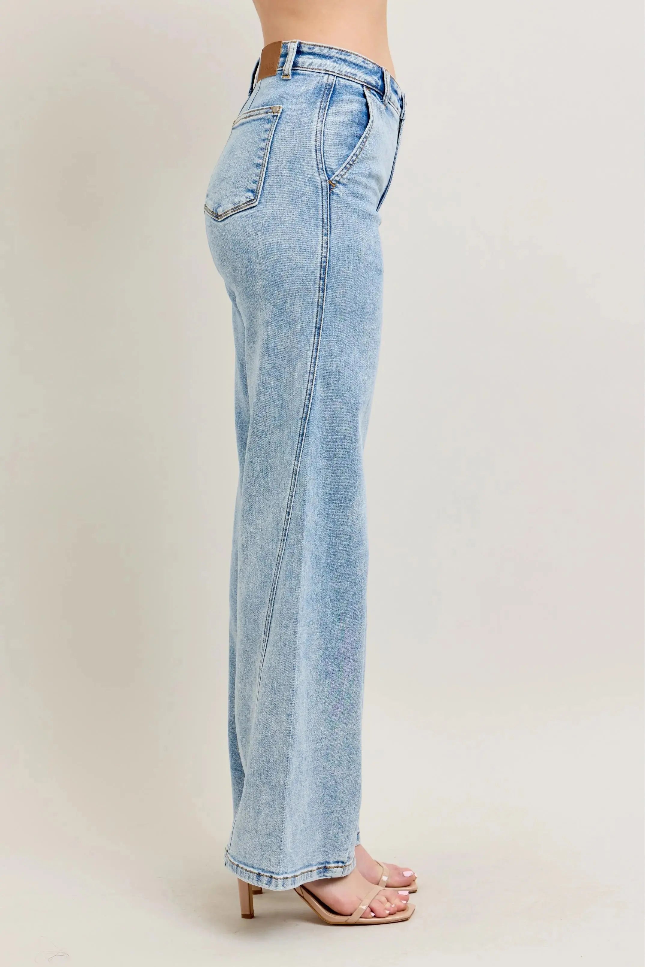 High Waist Skewed Inseam Wide Leg Judy Blue Jeans – Full & Plus Size - Be Bliss Boutique