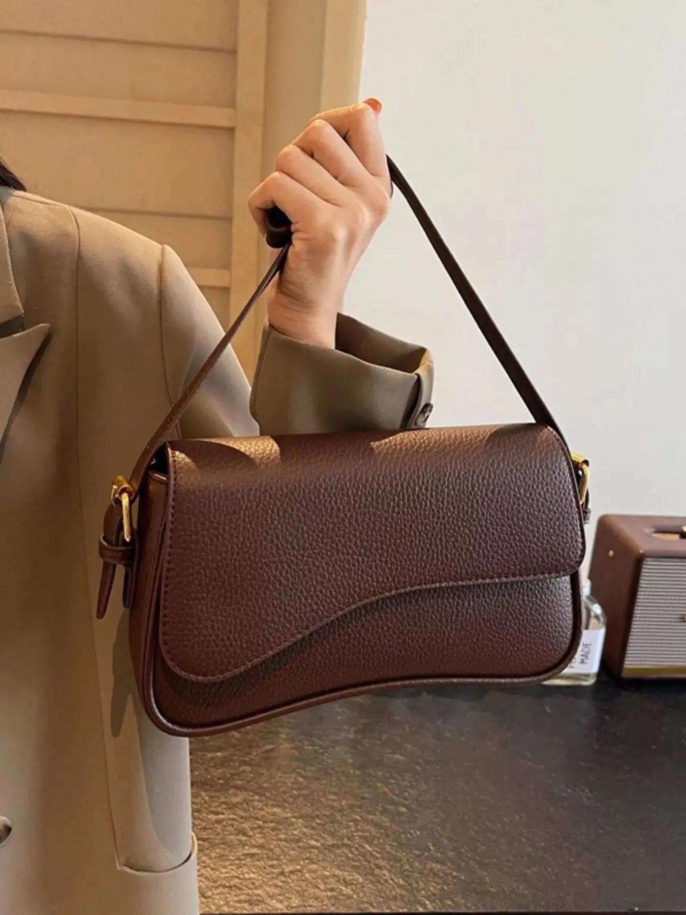 Solid Color Leather Crossbody Bag - Be Bliss Boutique