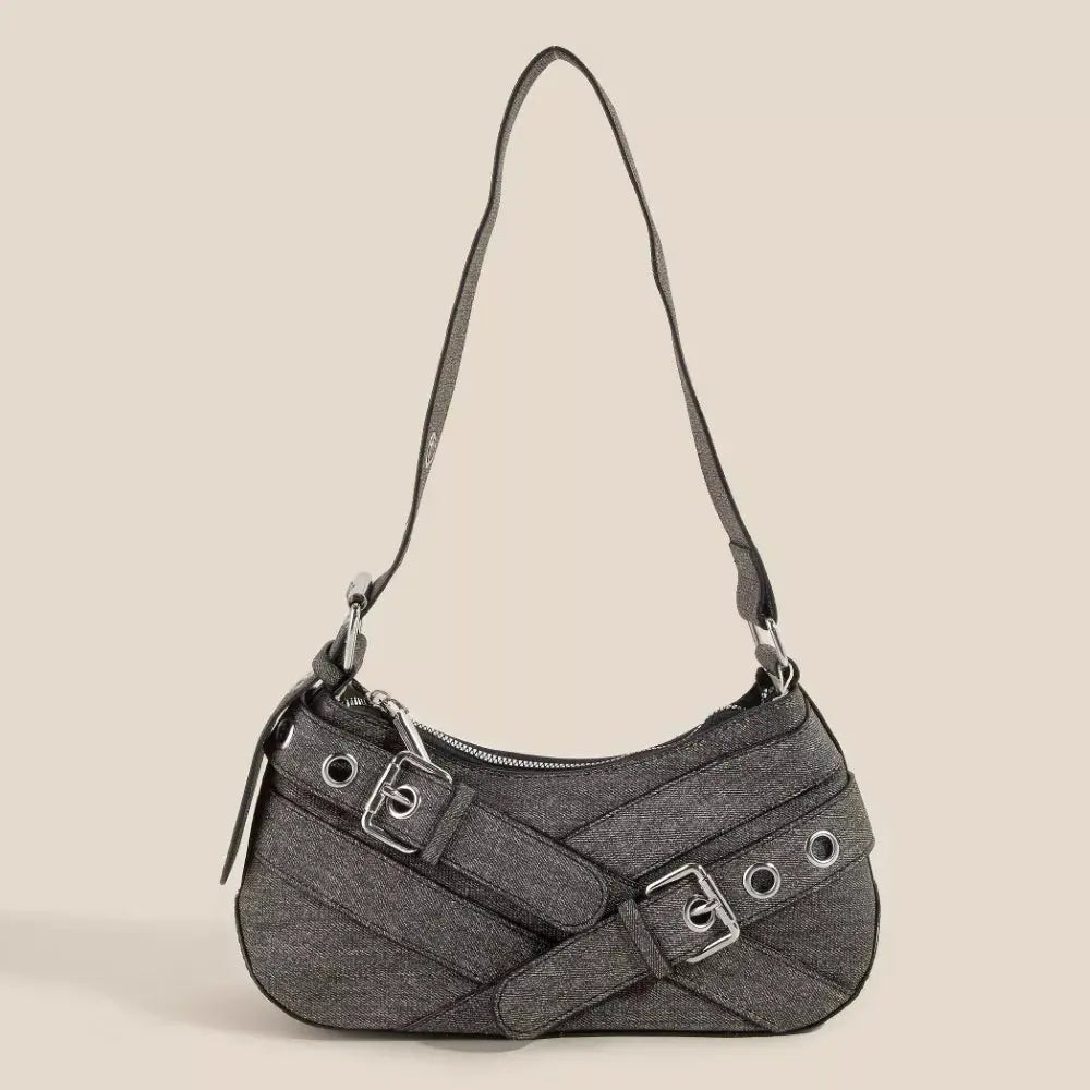 Fame Denim Belt Accent Shoulder Bag - Be Bliss Boutique
