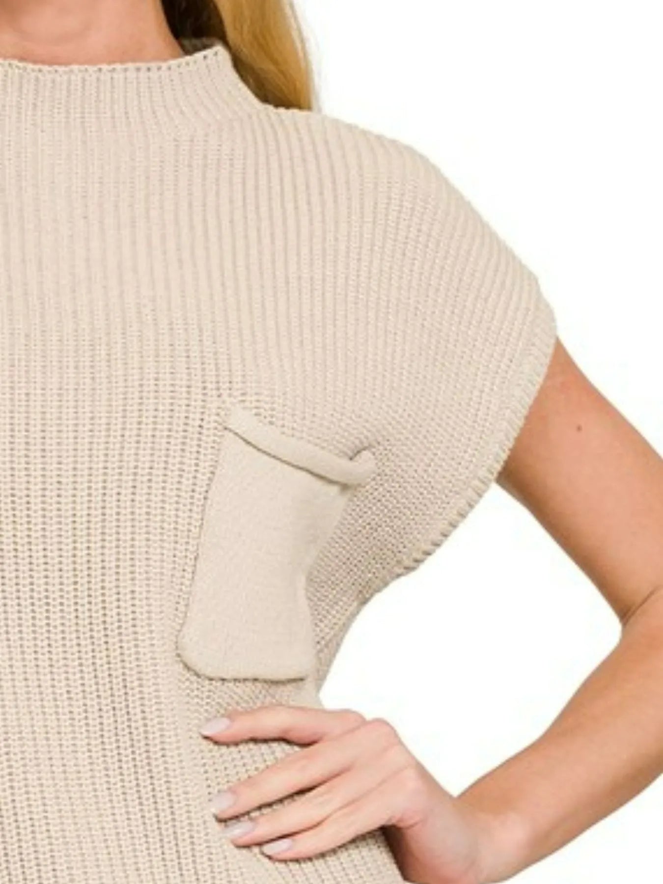 Zenana Short Sleeve Mock Neck Sweater - Be Bliss Boutique