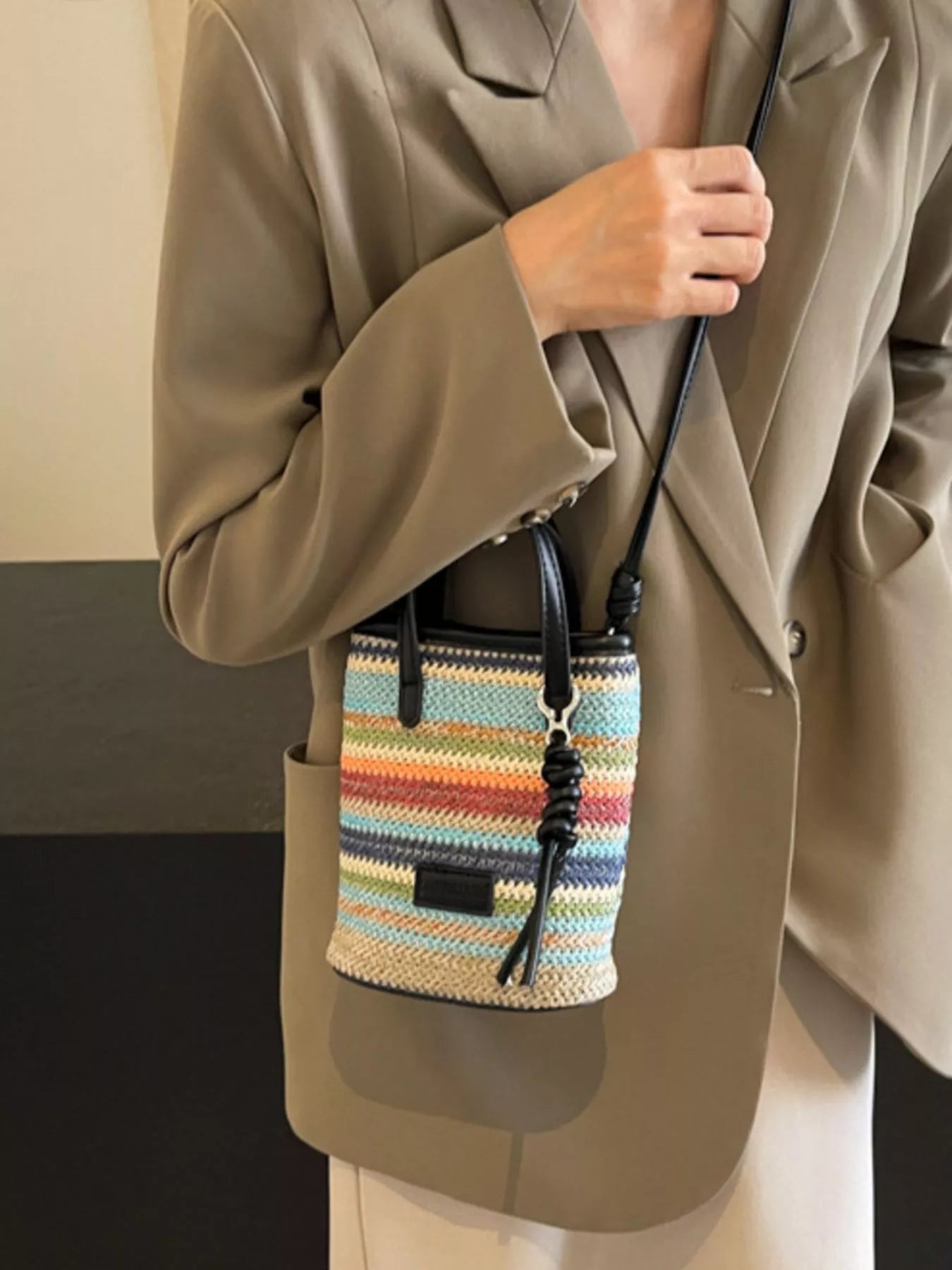 Striped Woven Mini Crossbody Bag - Be Bliss Boutique