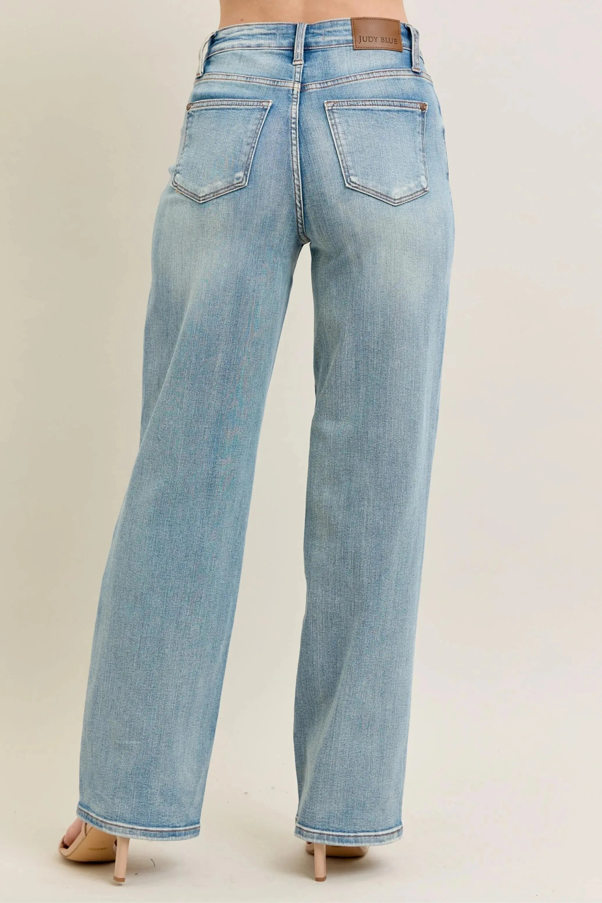 Judy Blue Jeans -Plus Size High Waist Destroy & Knee Patch Straight Leg - Be Bliss Boutique