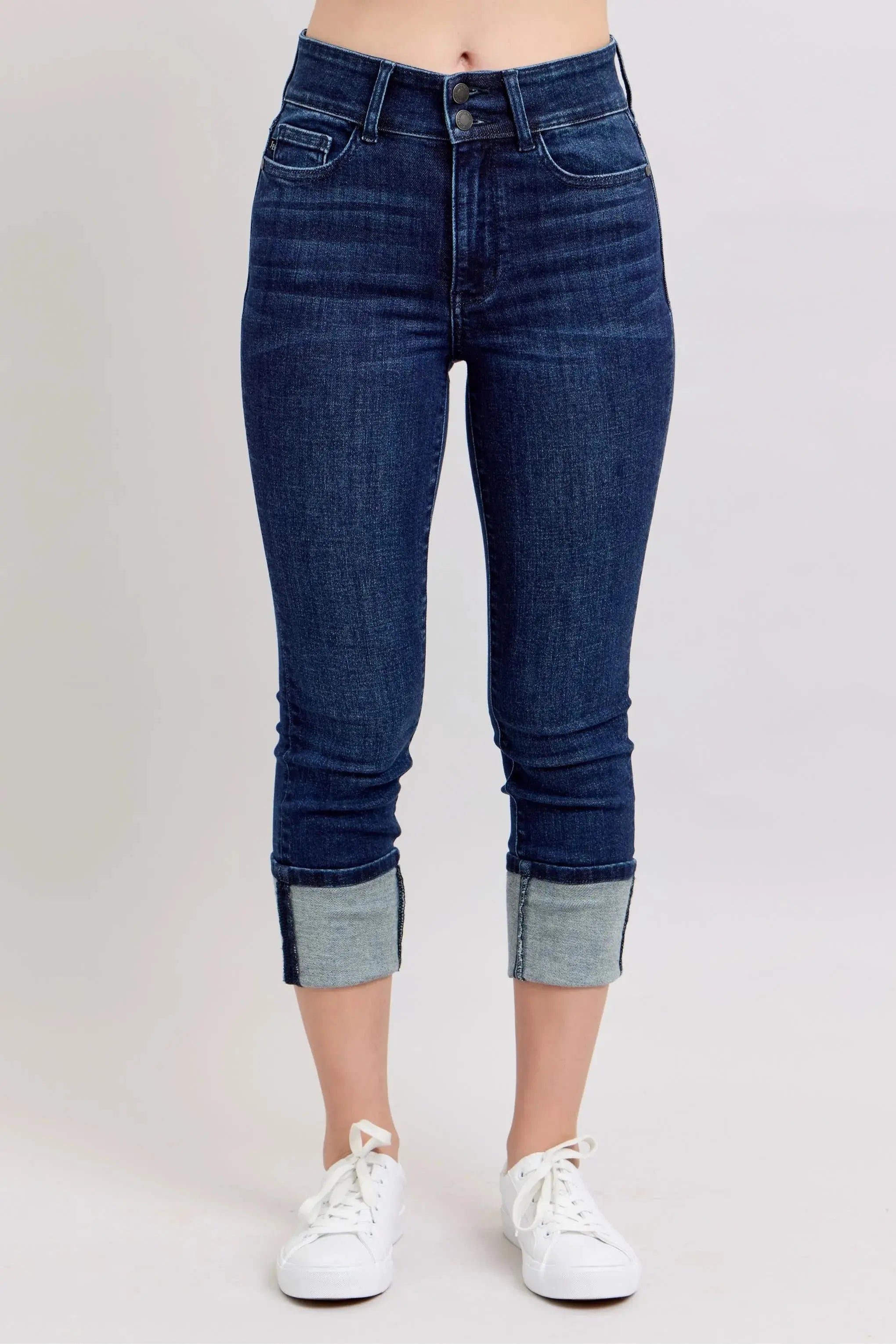 High-Waist Double Waist Band Skinny Leg Judy Blue Jeans - Be Bliss Boutique