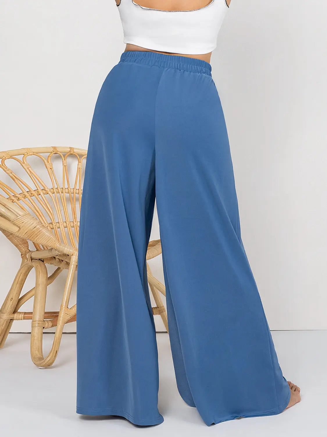Plus Size Tied Slit Wide Leg Pants - Be Bliss Boutique