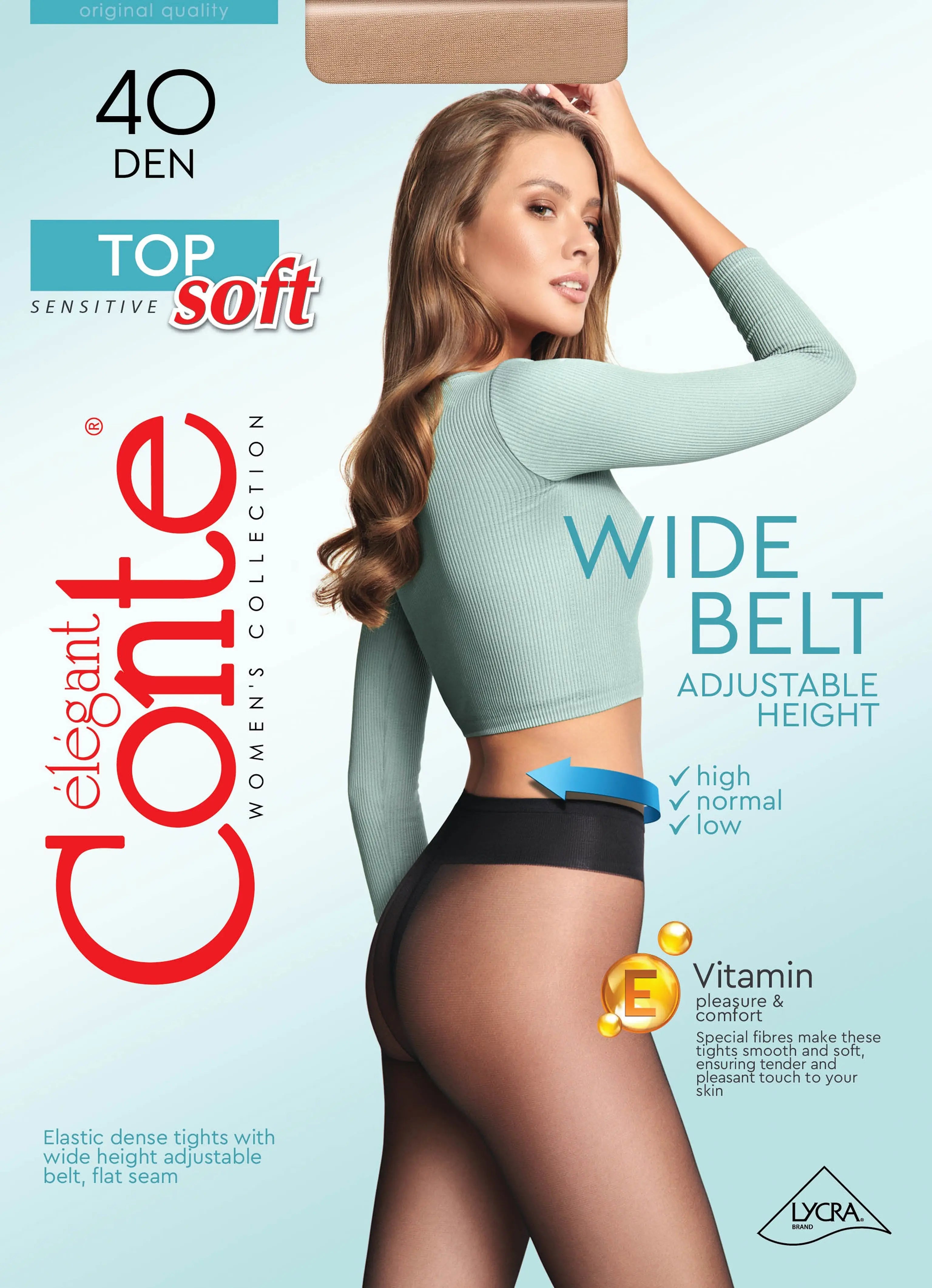 Conte Tights Top Soft 40 Den - Adjustable Fit for Sensitive Skin - Be Bliss Boutique
