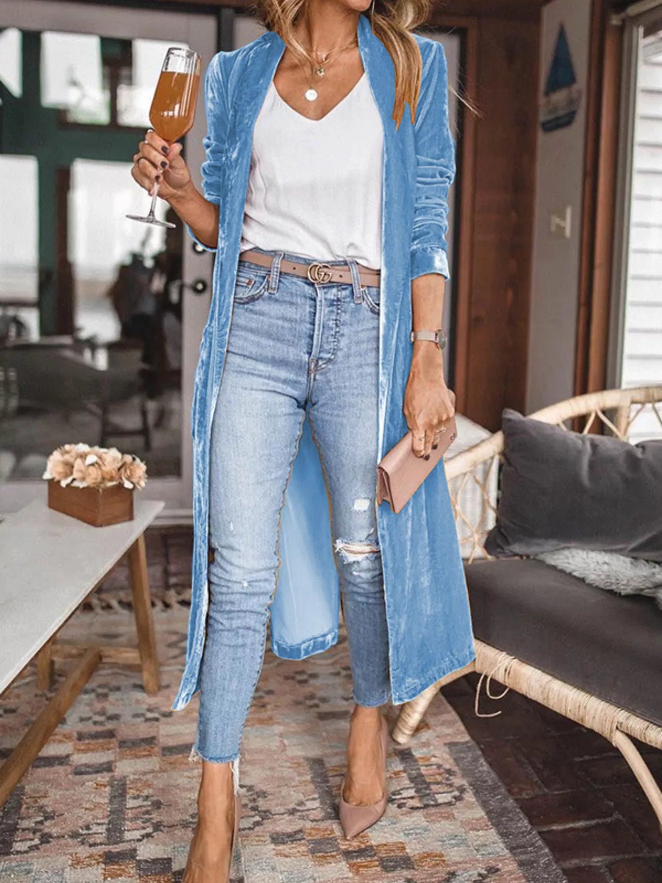 Open Front Long Sleeve Longline Cardigan -  Be Bliss Boutique