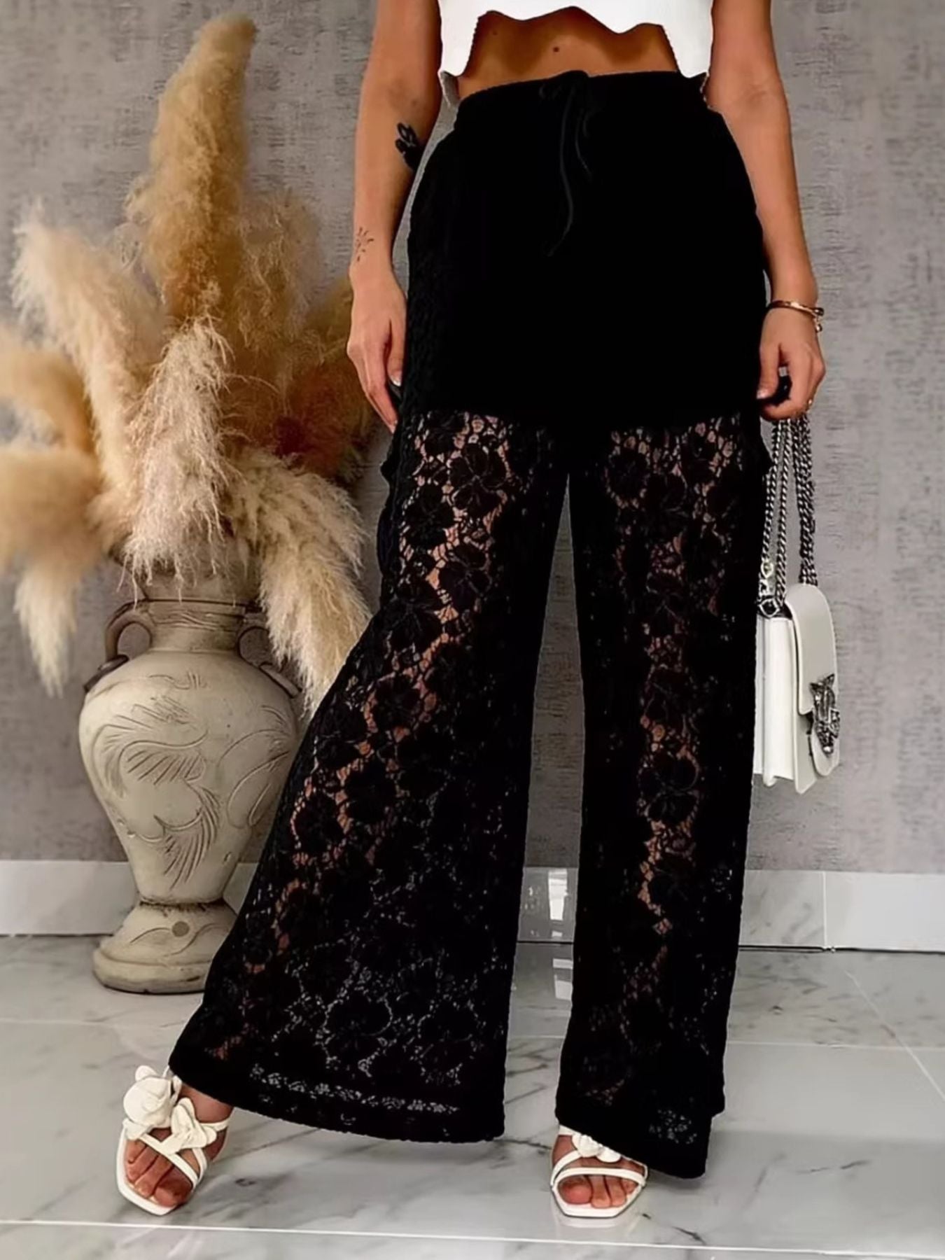 Lace Wide Leg Pants - Be Bliss Boutique