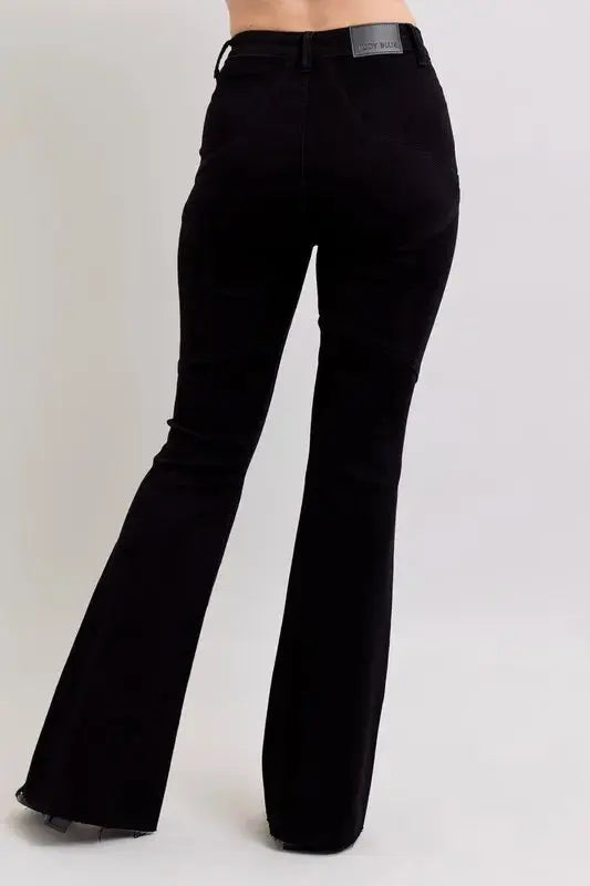 Plus Size High Waist Star Seam Detail Flare Leg Judy Blue Jeans - Be Bliss Boutique