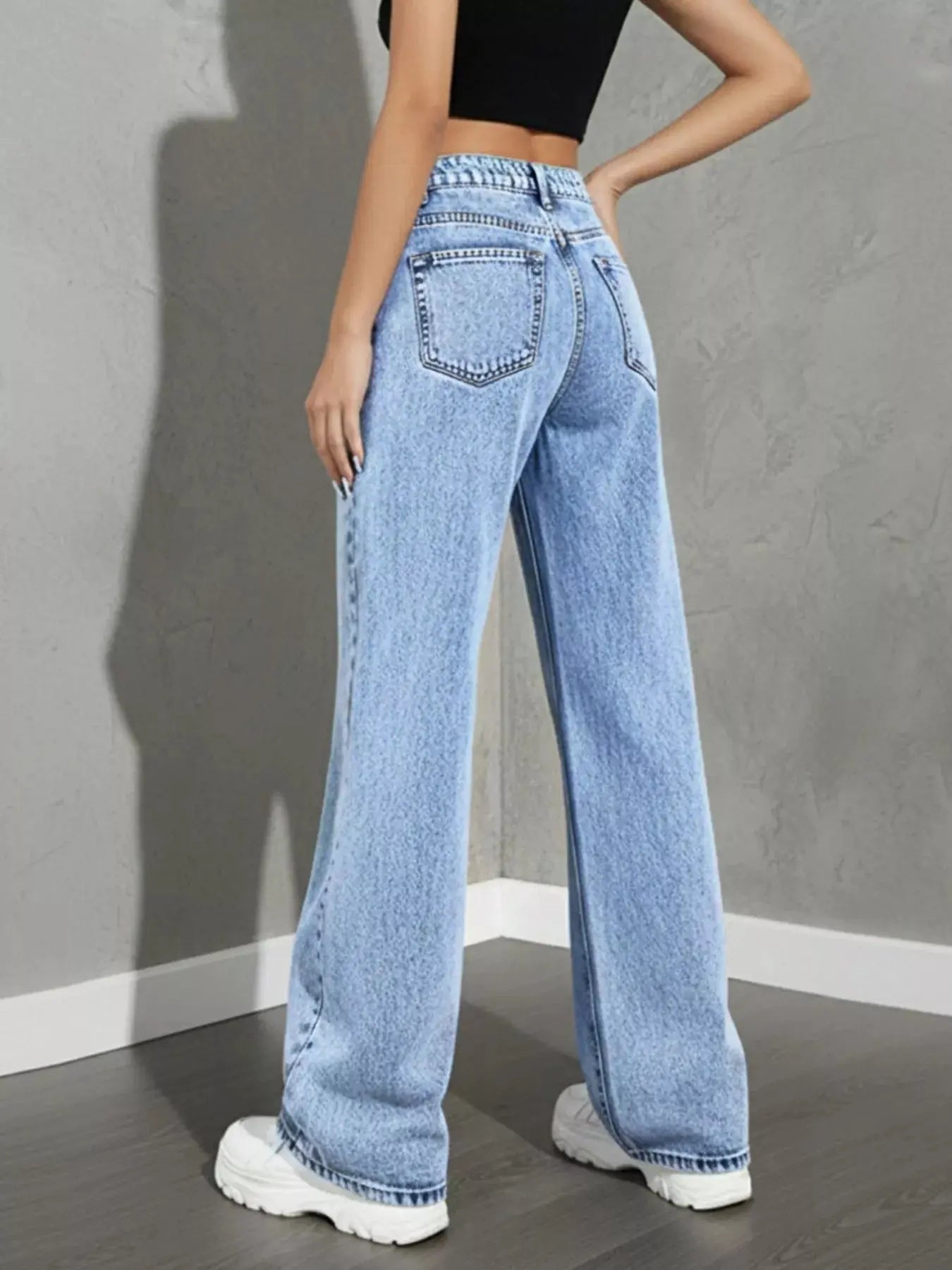 High Waist Wide Leg Denim Jeans - Be Bliss Boutique