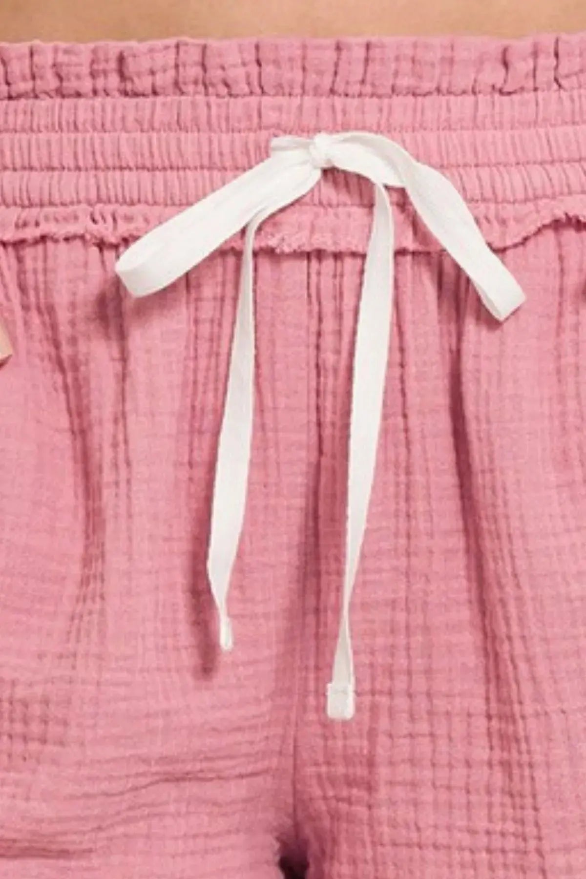 Zenana Double Gauze Elasticband Drawstring Waist Shorts - Be Bliss Boutique