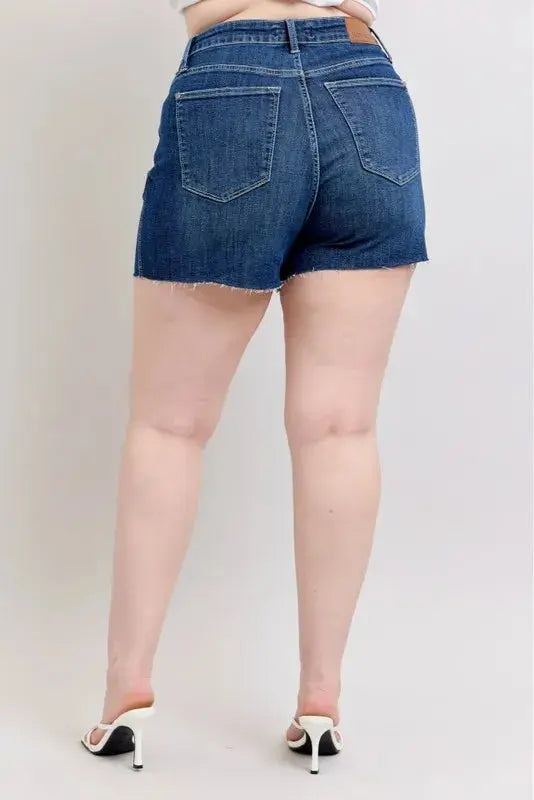 Judy Blue Jeans - Full Size High Waist Criss-Cross Waistband Denim Shorts - Be Bliss Boutique