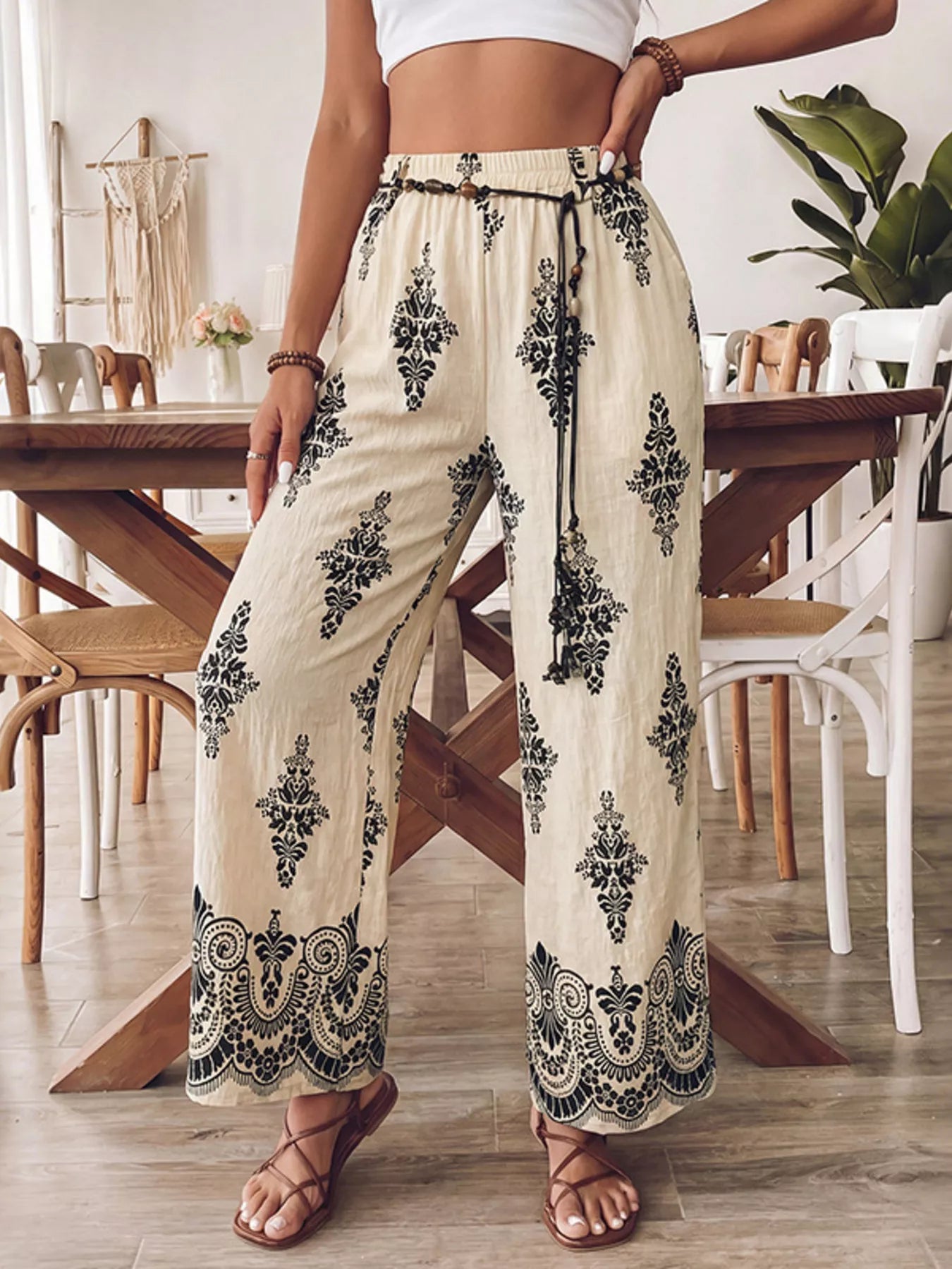 Boho Print Wide Leg Pants - Be Bliss Boutique