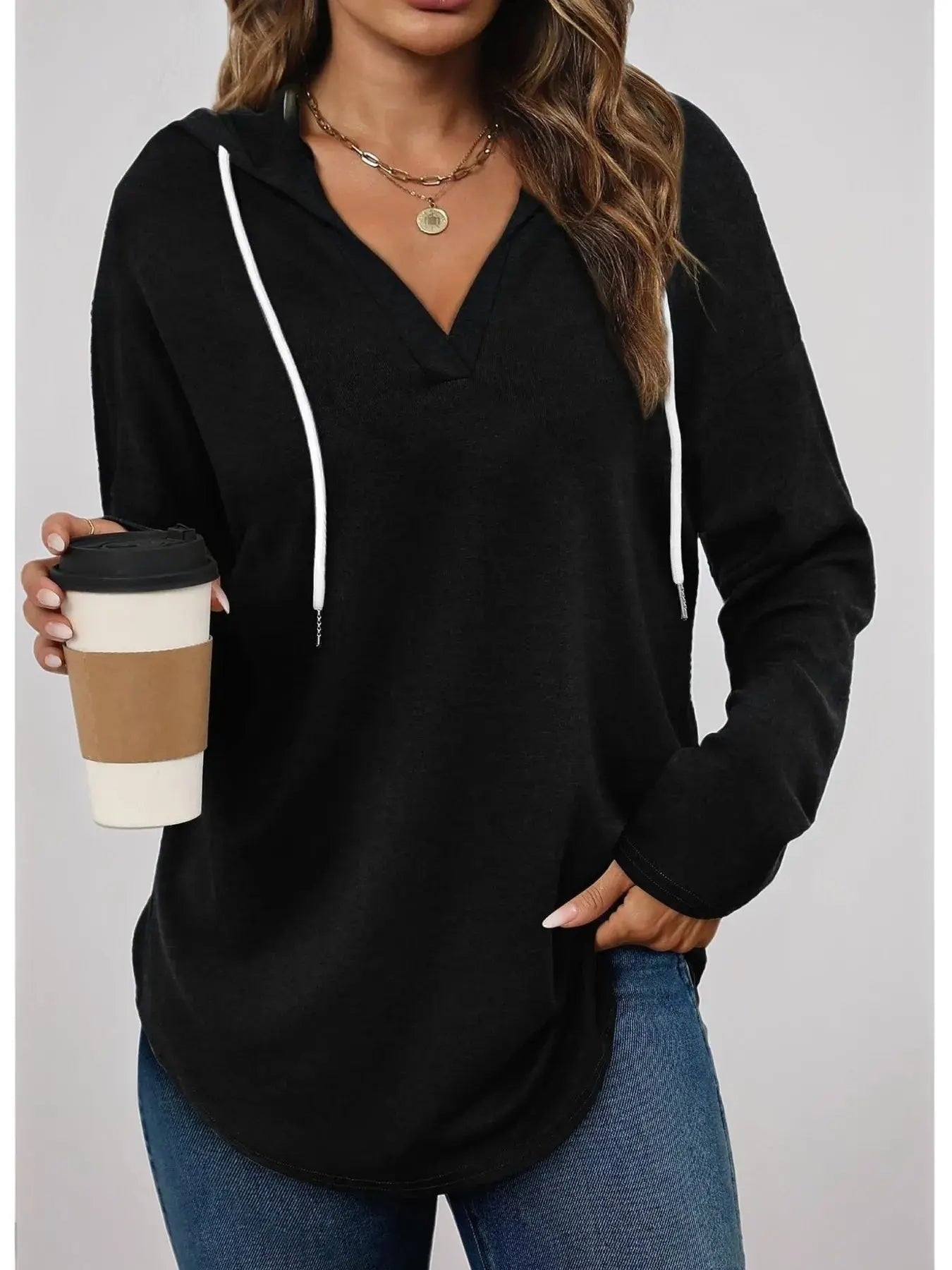 Plus Size Drawstring Long Sleeve Hoodie - Be Bliss Boutique