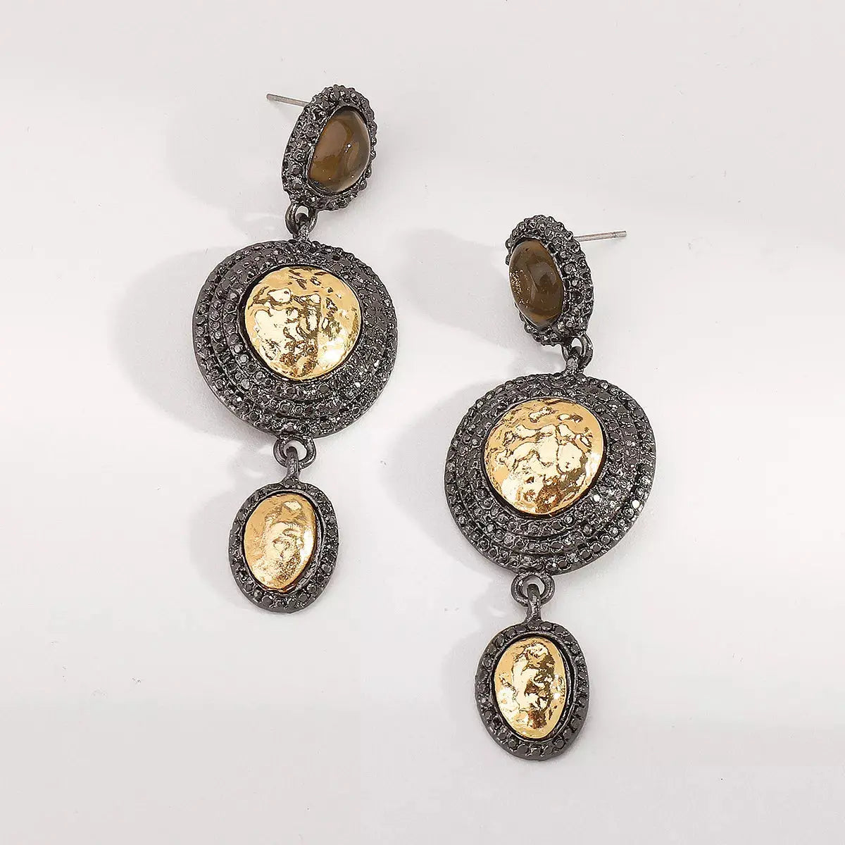 Vintage-Inspired Dangle Earrings with Gold Accents - Be Bliss Boutique