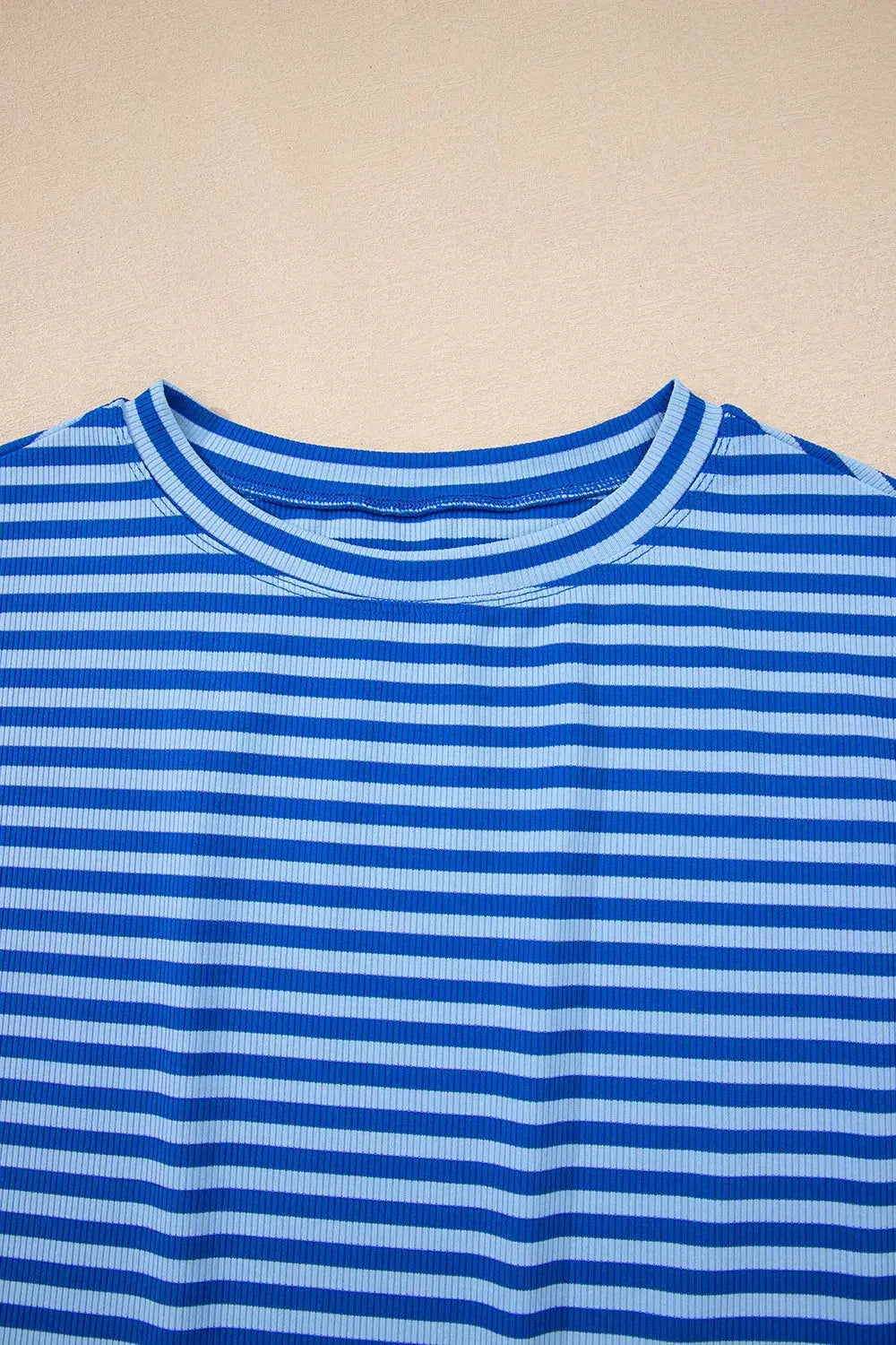 Striped Round Neck Cap Sleeve Slim Fit T Shirt - Be Bliss Boutique