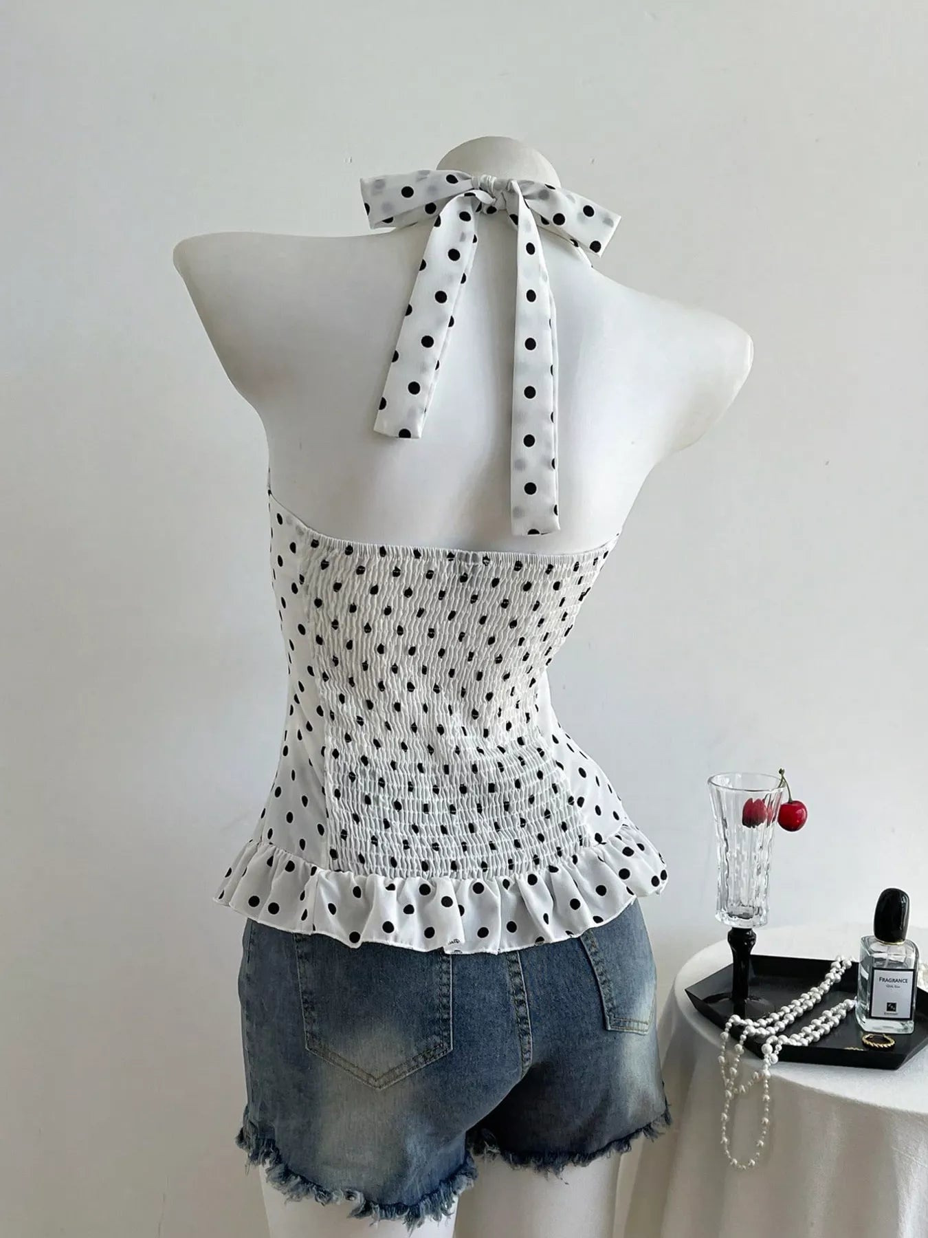 Polka Dot Halter Neck Cami - Be Bliss Boutique