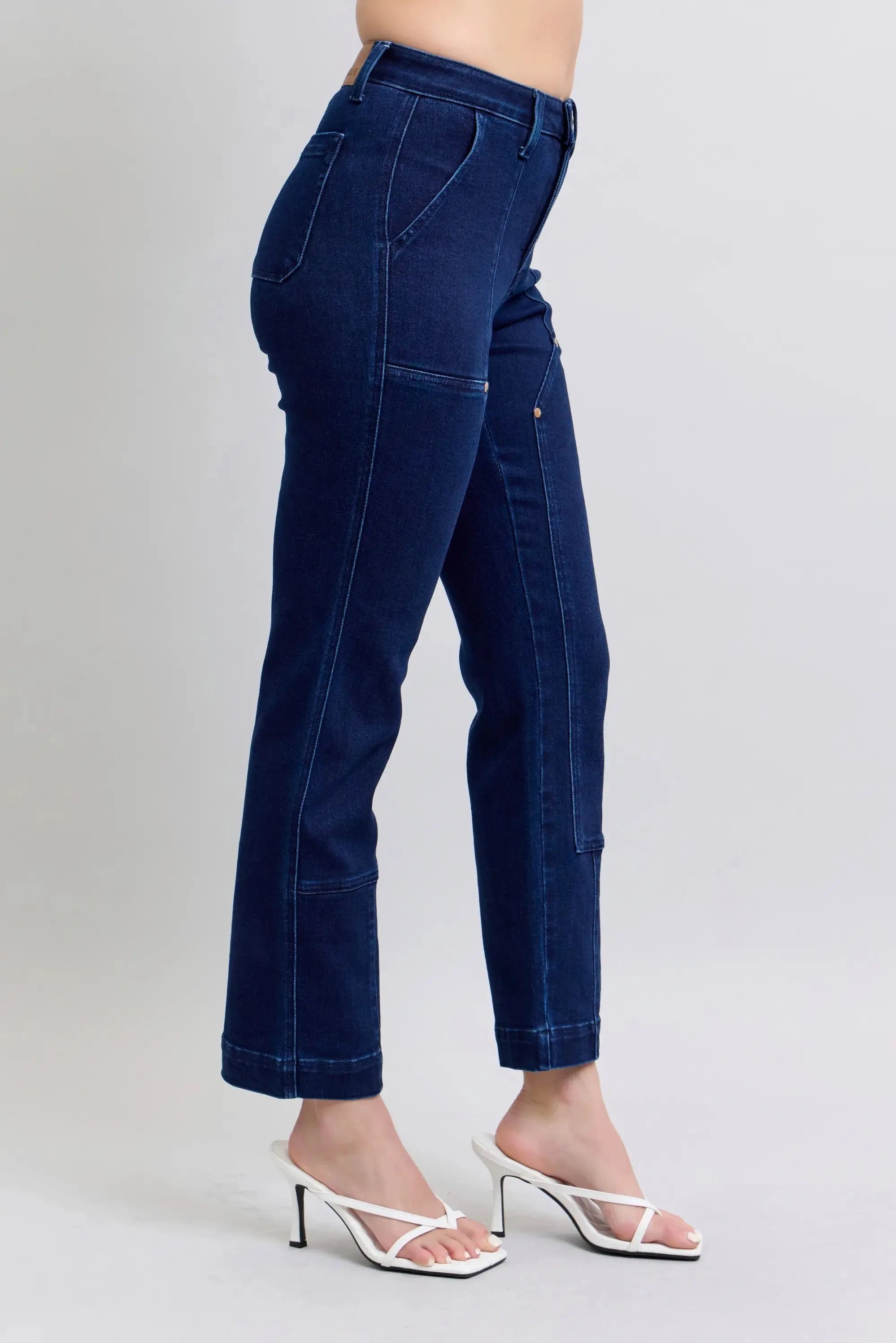 Full Size High Waist Workwear Patch Pocket Straight Leg Judy Blue Jeans - Be Bliss Boutique