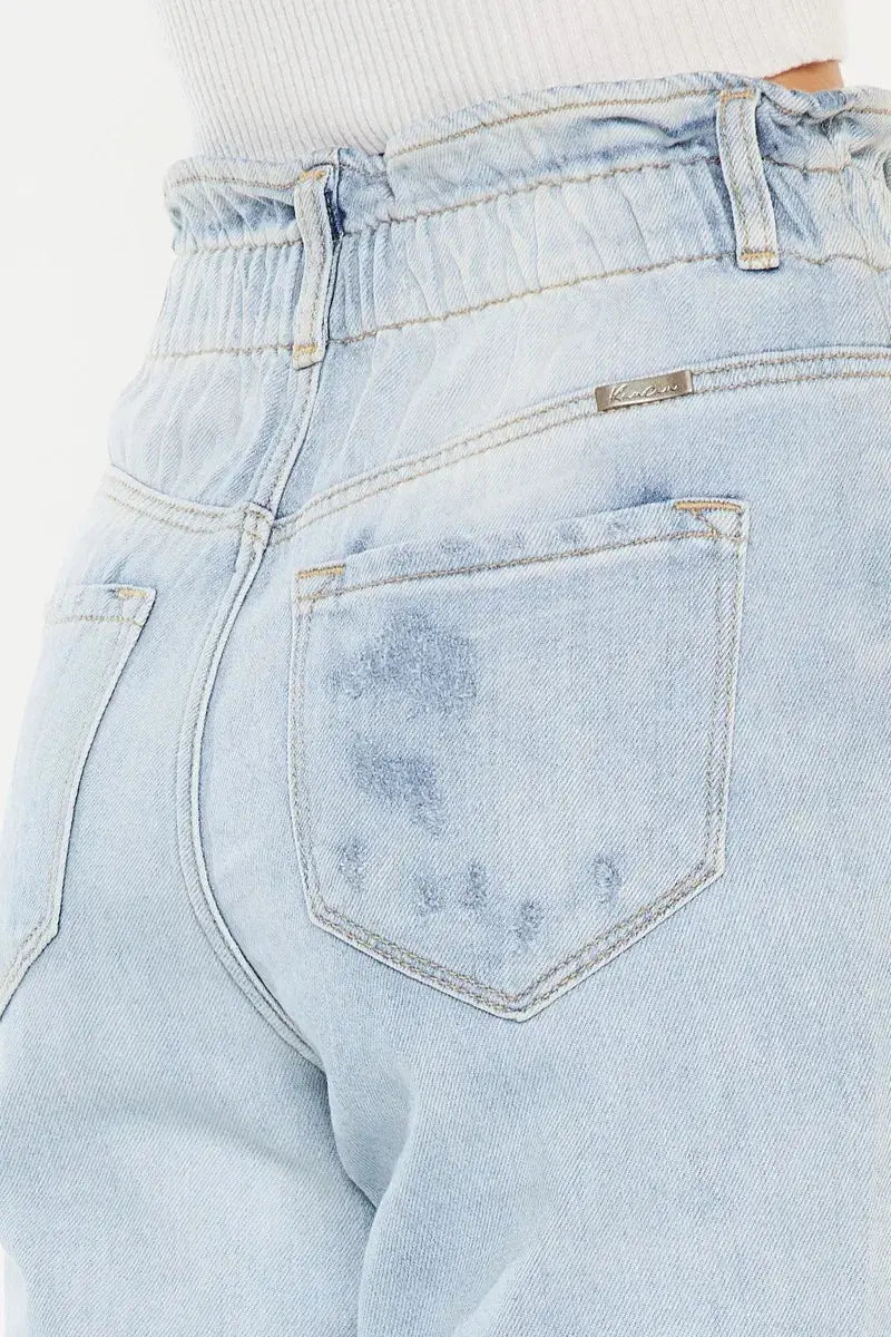 Open Pack Paperbag Distressed Kancan Mom Jeans - Be Bliss Boutique