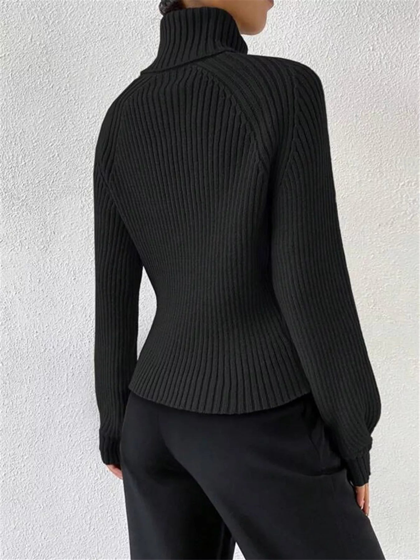 Ribbed Knit Turtleneck Sweater - Be Bliss Boutique