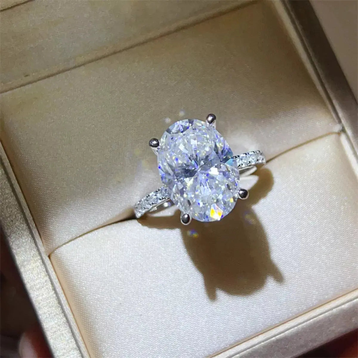 925 Sterling Silver Oval Cut 8 Carat Moissanite Ring - Be Bliss Boutique