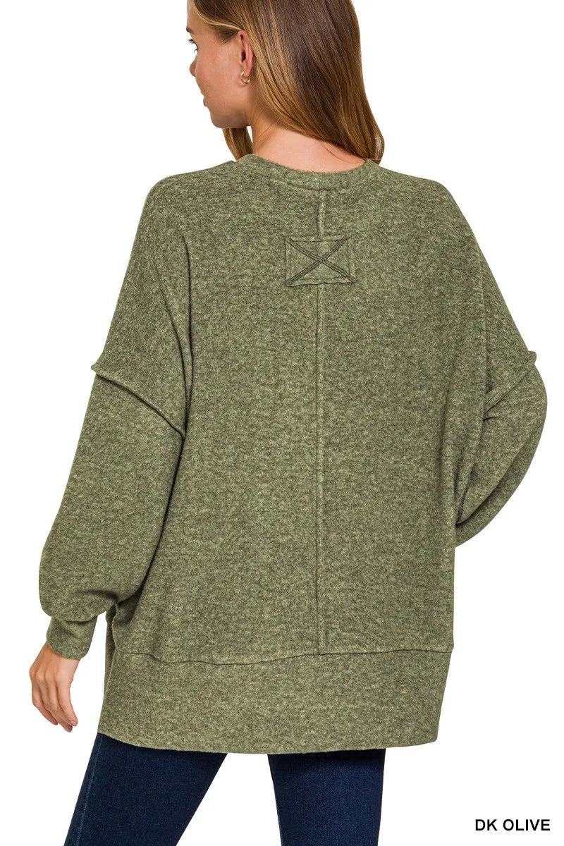 Zenana Brushed Melange Hacci Oversized Sweater - Be Bliss Boutique