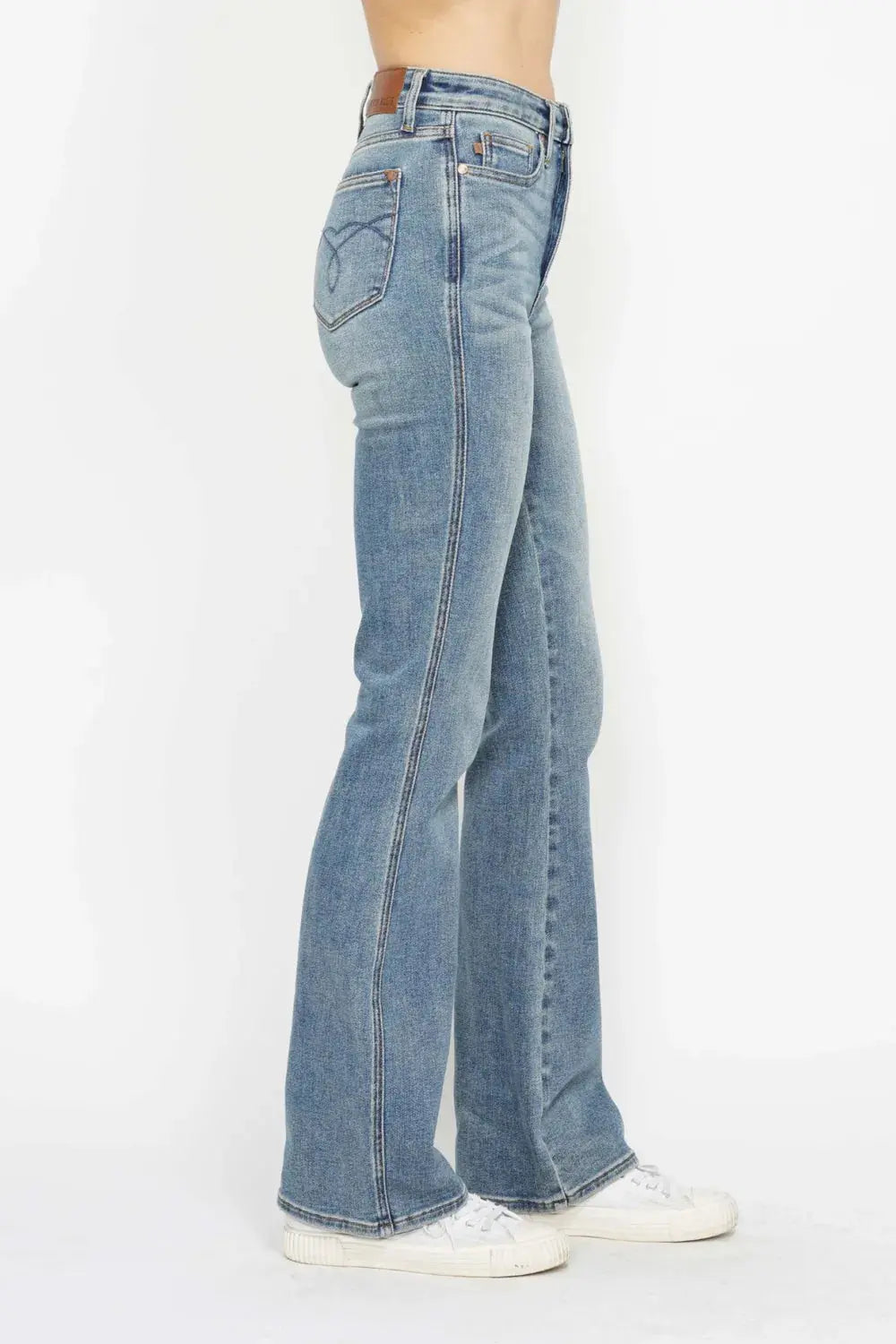 Judy Blue Jeans - Full Size Tummy Control Bootcut Jeans w/ Back Embroidered Pockets - Be Bliss Boutique