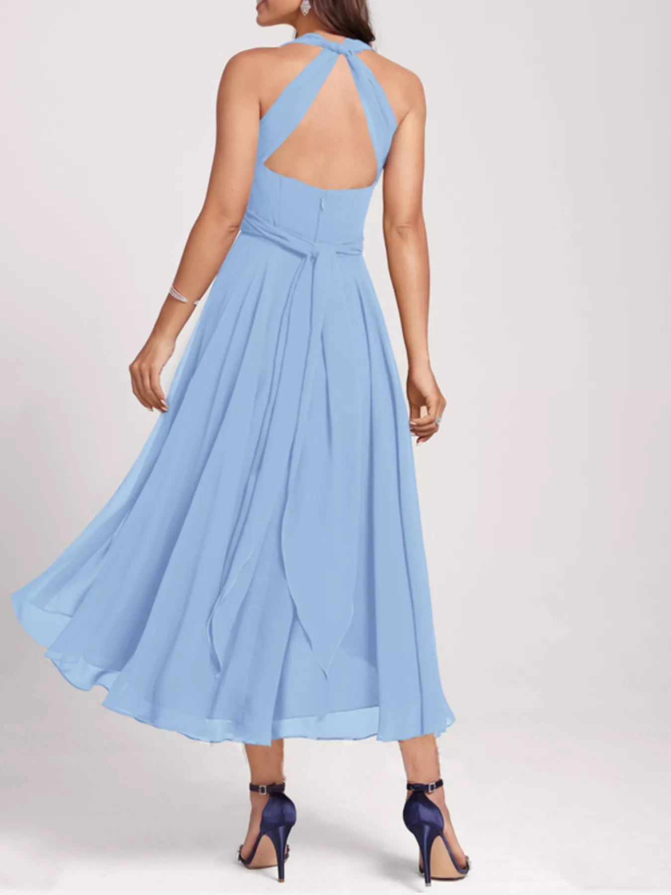 Ruched Crisscross A Line Midi Dress - Be Bliss Boutique