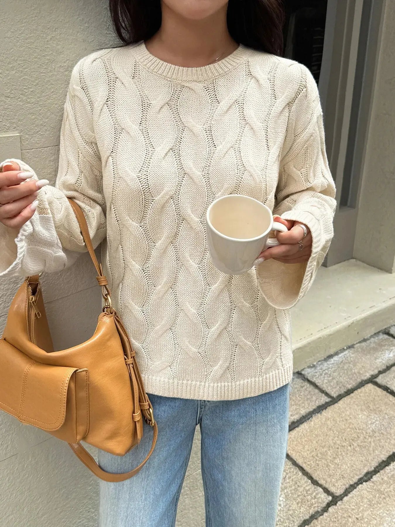 Long Sleeve Cable Knit Sweater - Be Bliss Boutique